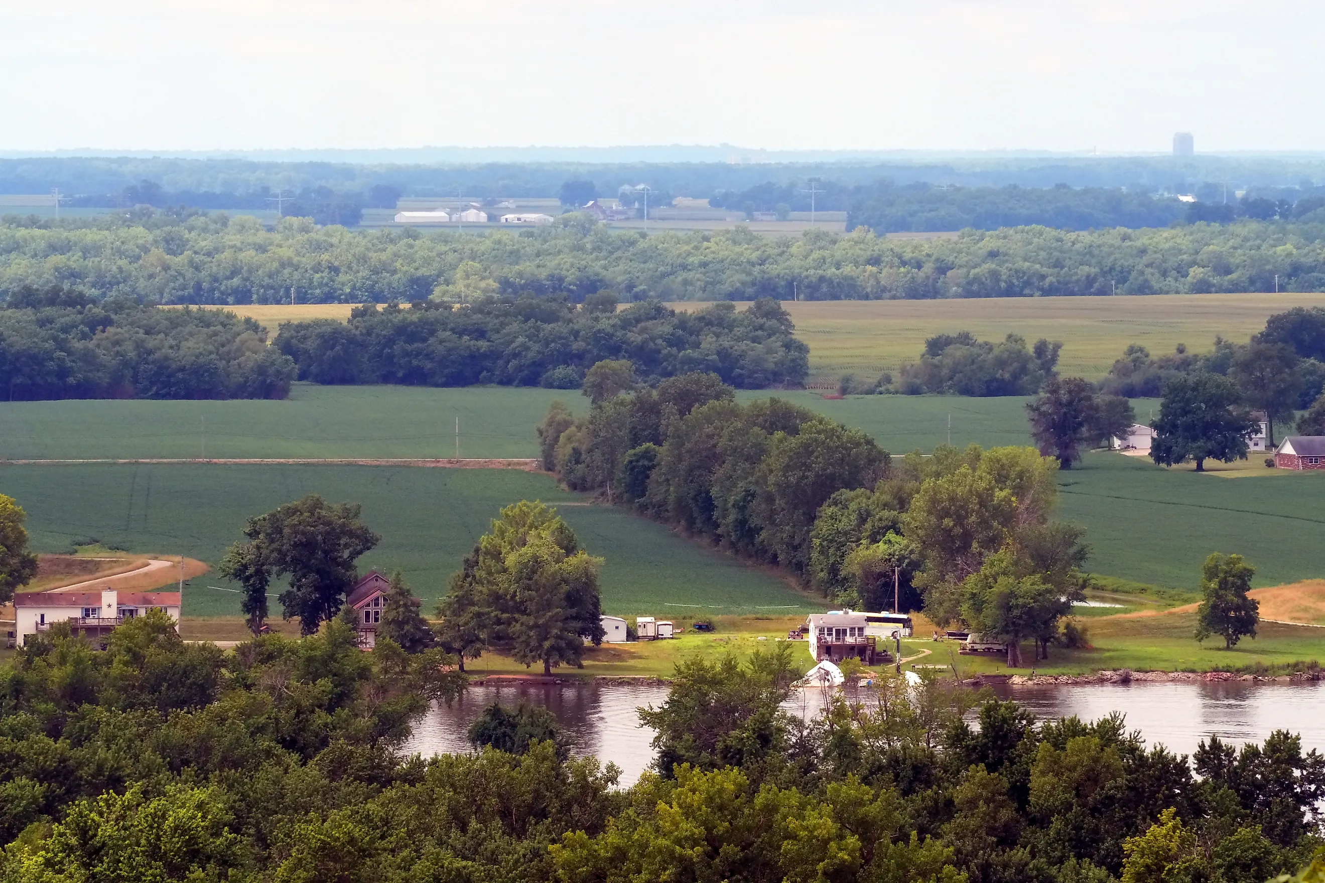 An aerial view of Elsah, Illinois. Editorial Credit: Fsendek, Shutterstock.com