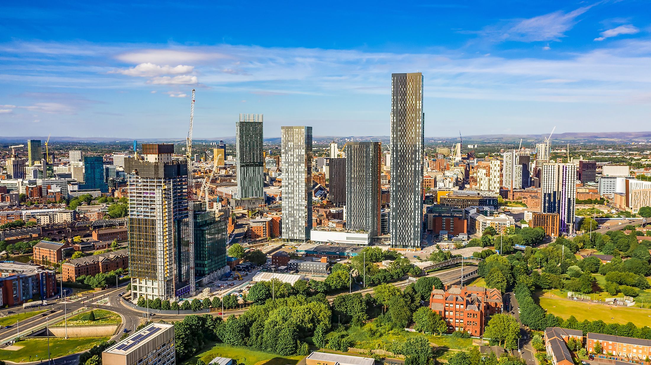Aerial shot of Manchester, UK.