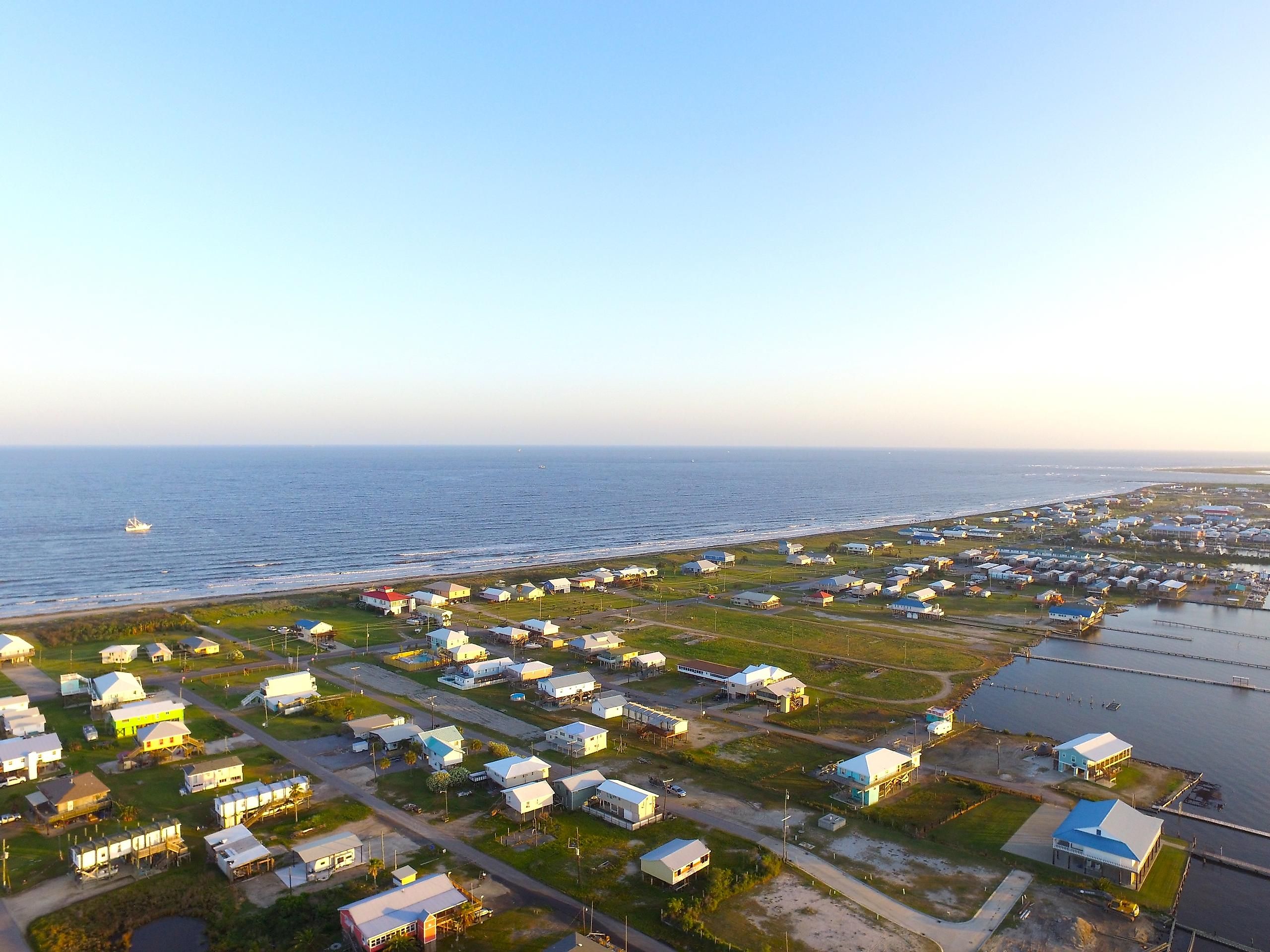 Aerial view of Grand Isle, Louisiana.