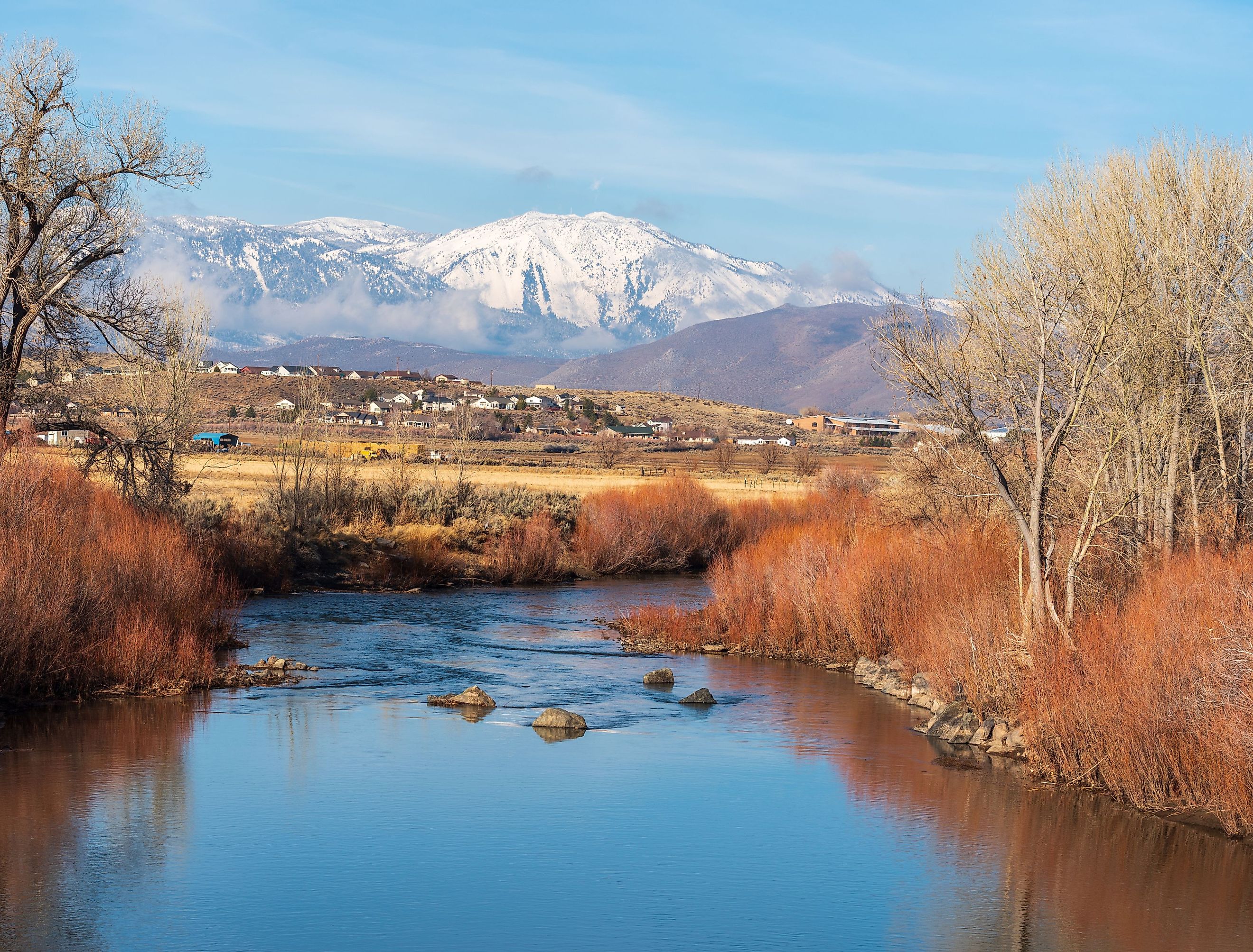 Landscape of Carson River and the Sierra Nevada Mountains in Carson City, Nevada. Image credit Angela Dukich via shutterstock