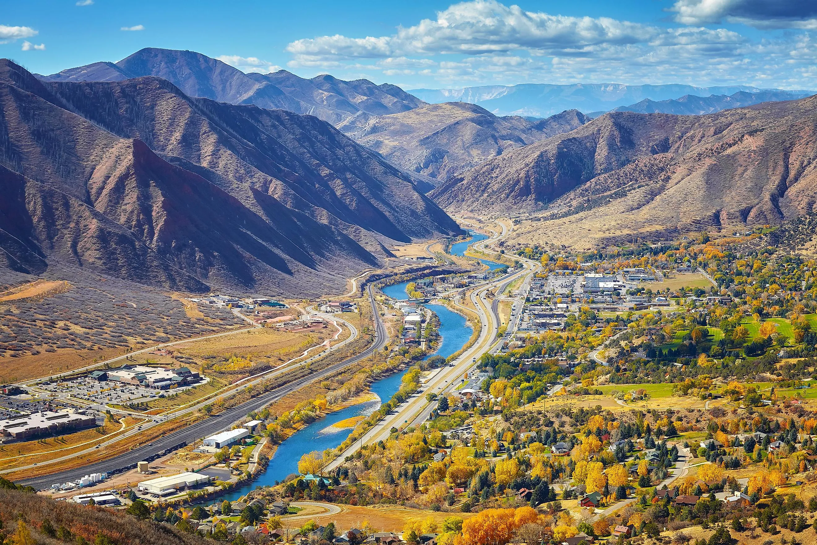 Aerial view of Glenwood Springs, Colorado.