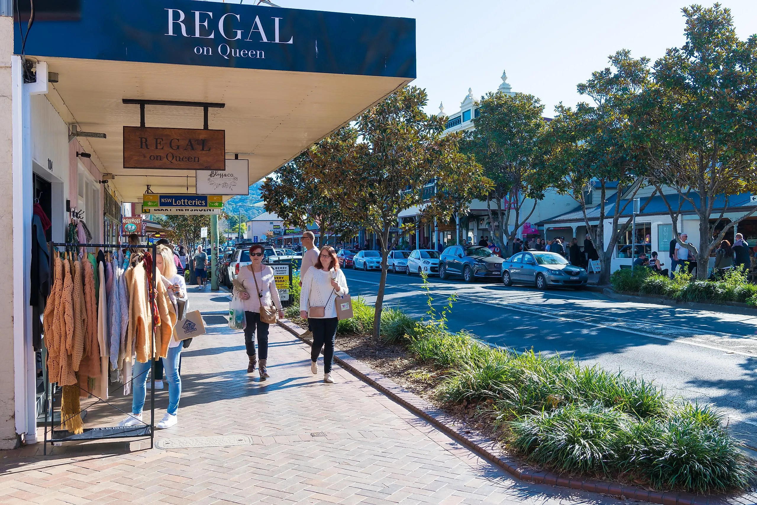 People enjoying the long weekend in the small historic country town of Berry, New South Wales