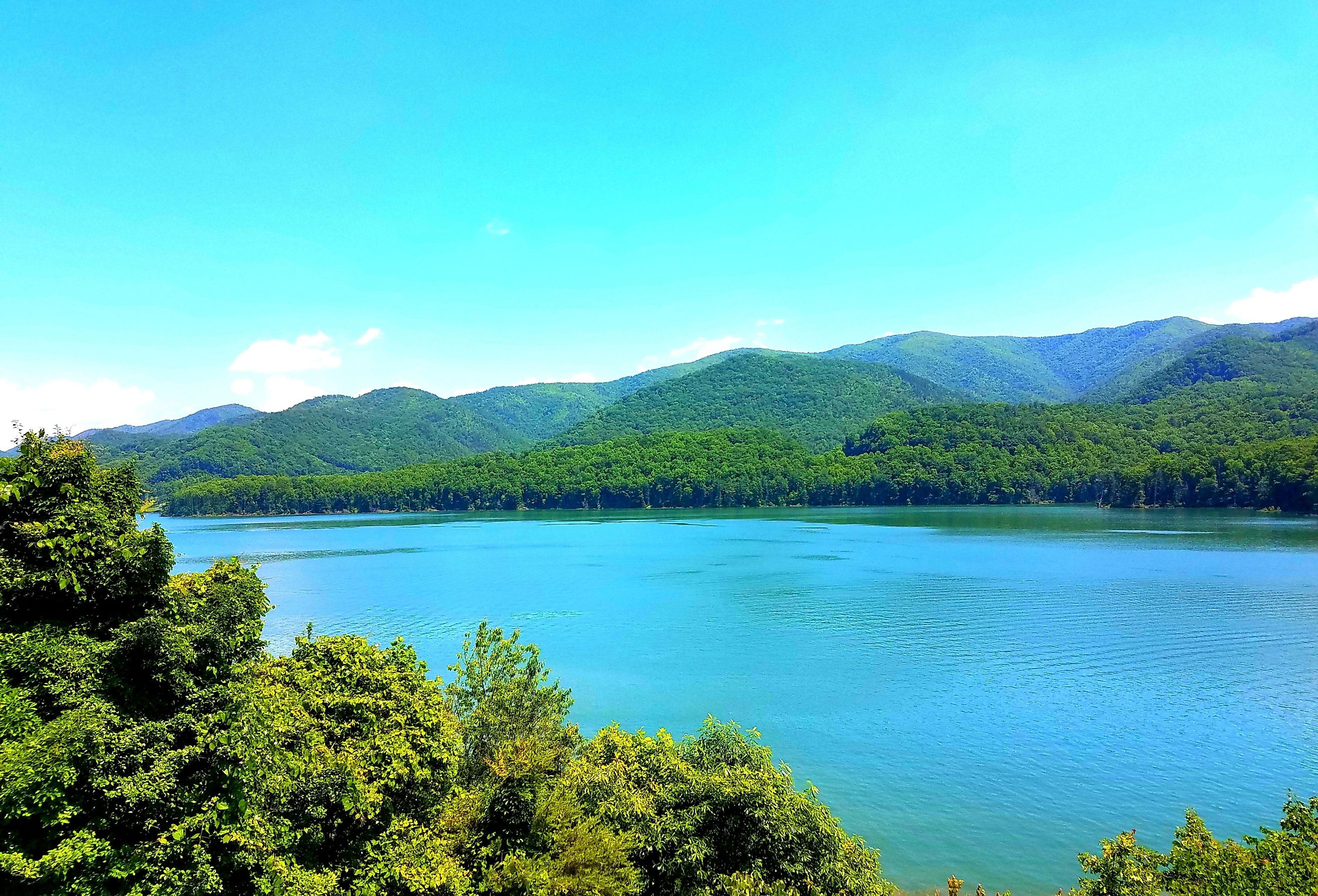 Overlook of Watauga Lake and the mountains in the background.