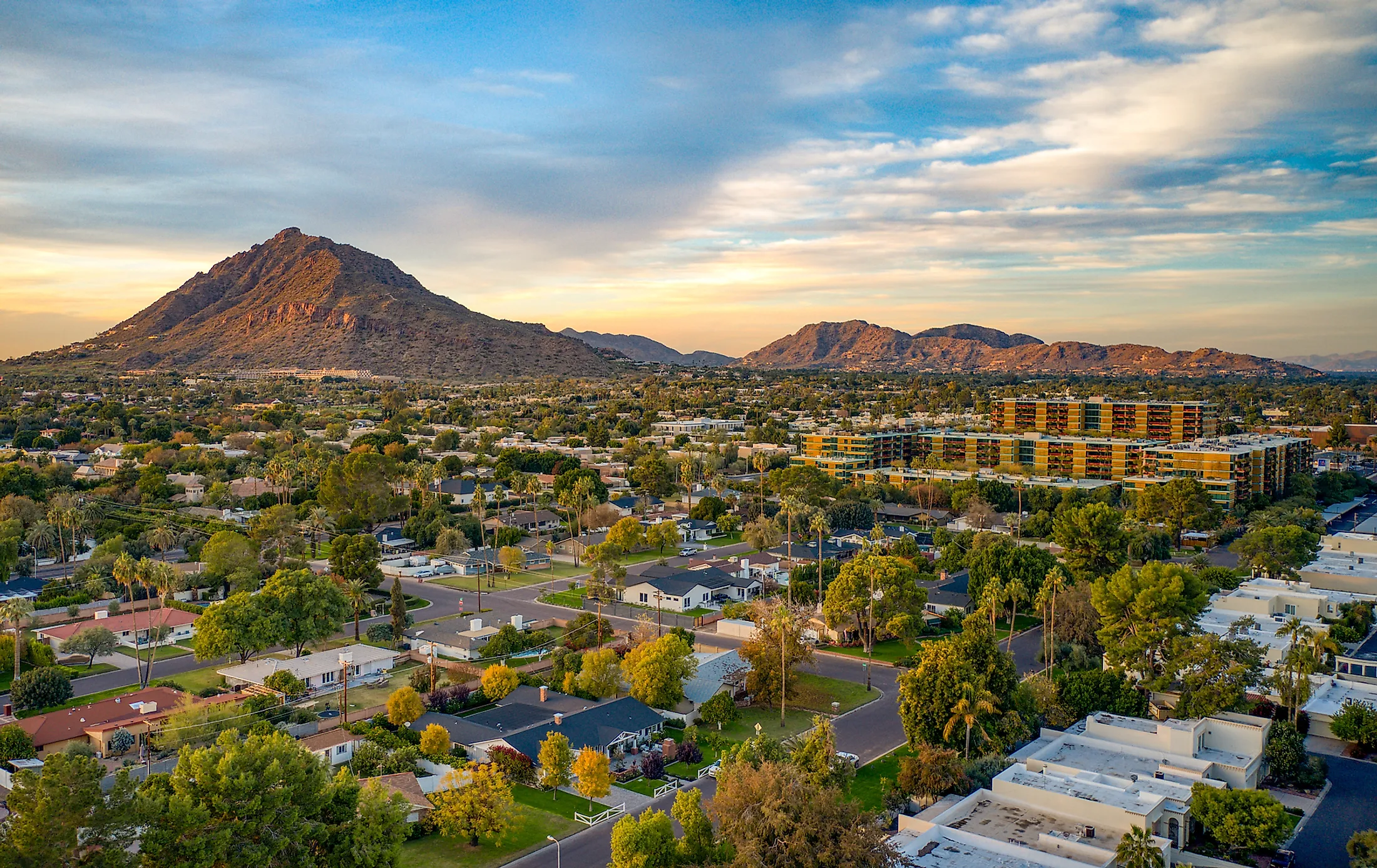 Urban sunset over downtown Scottsdale Arizona.