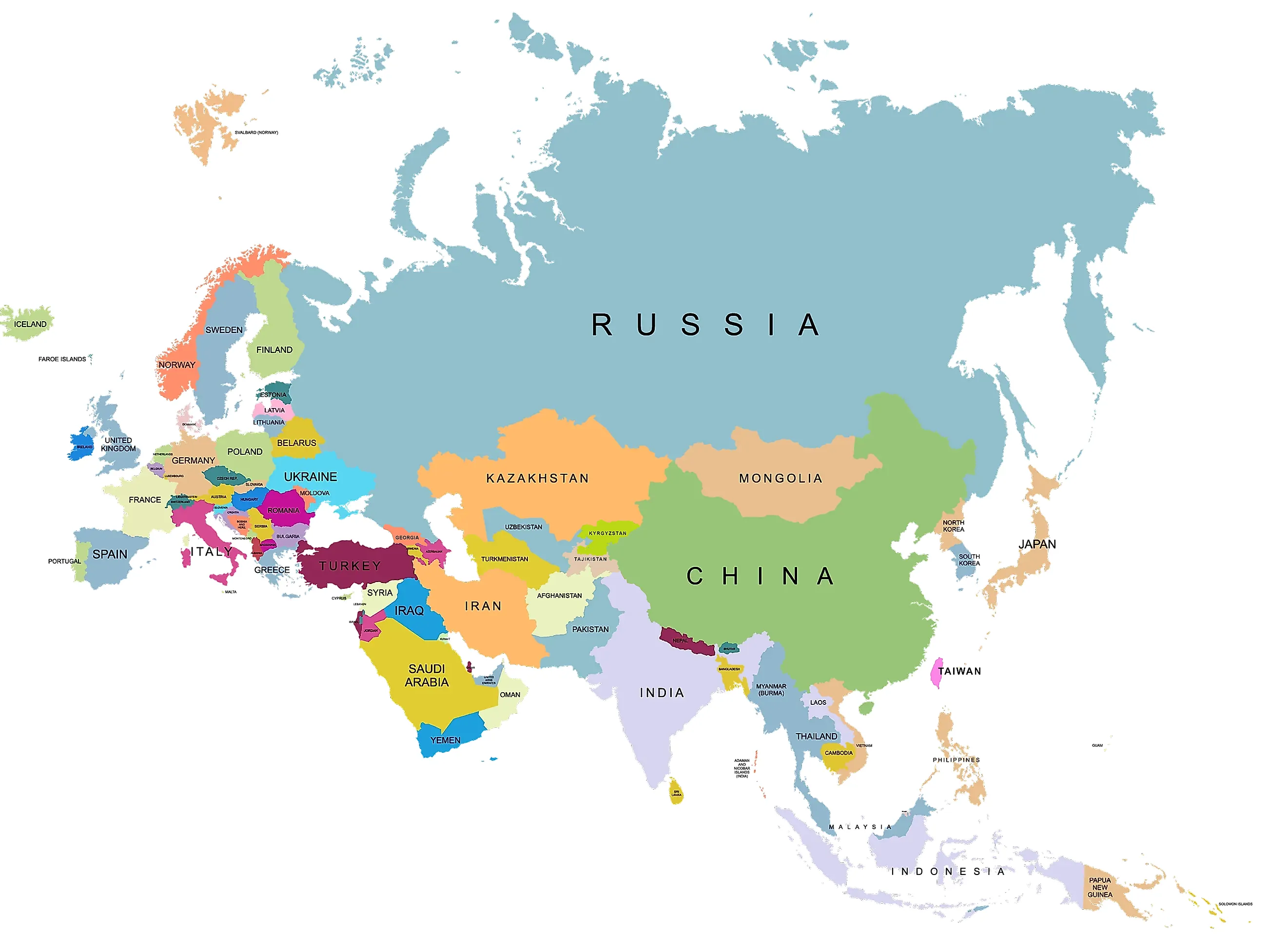 The countries of Eurasia.