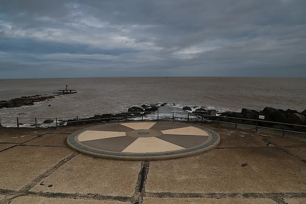 A marker showing Ness Point, the easternmost point of the United Kingdom.