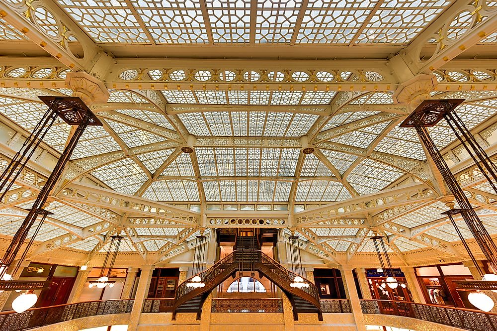 Editorial credit: Felix Lipov / Shutterstock.com. The interior of the Rookery Building Chicago.
