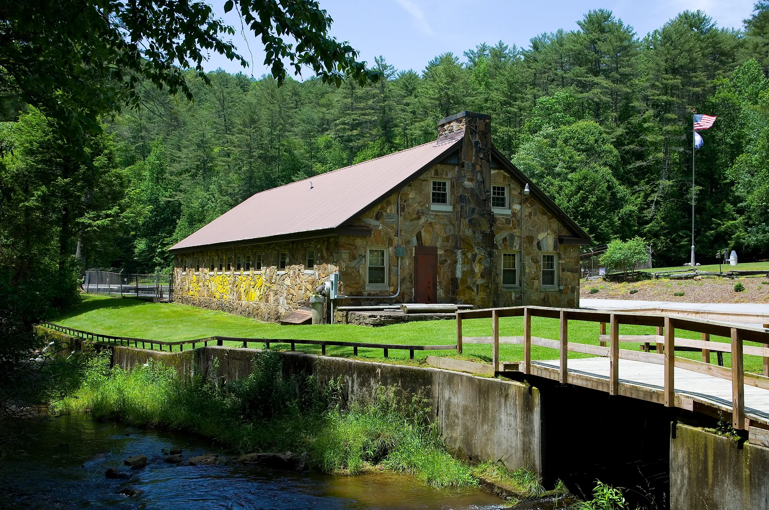 Front Building and River Walhalla State Fish Hatchery South Carolina Horizontal