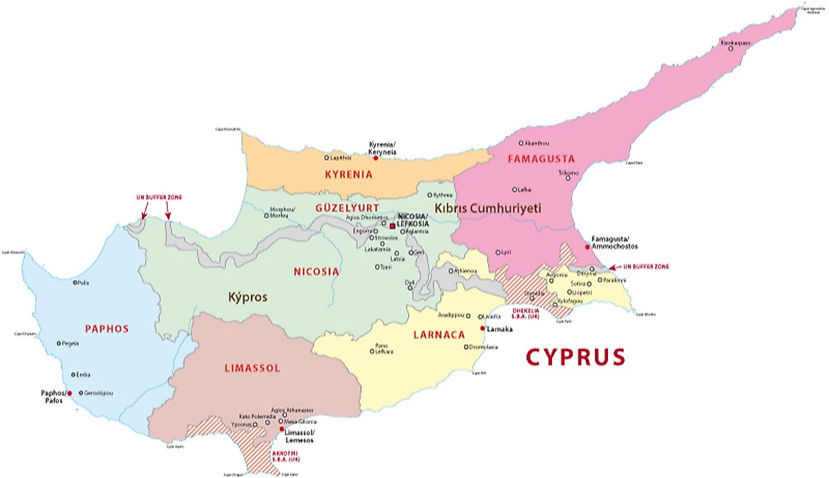 Cyprus Political Map Shutterstock 153702368 