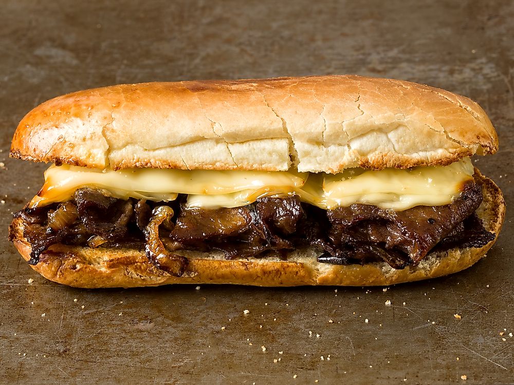 A Philly cheesesteak sandwich.