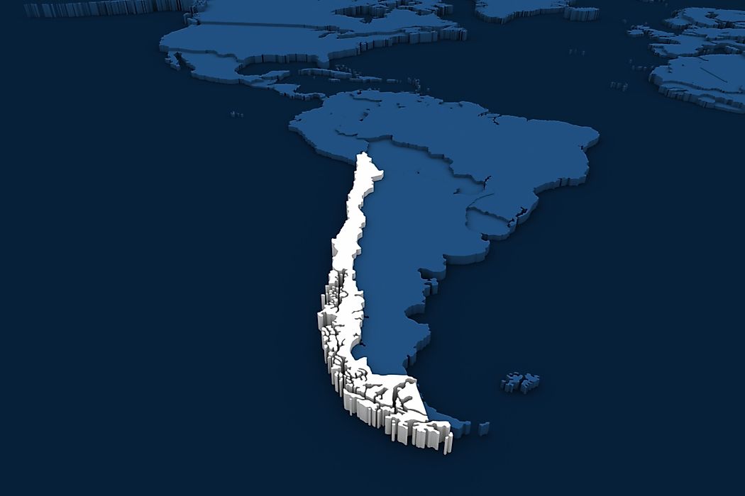 Chile stretches for 2,670 miles along along the southwestern coast of South America.