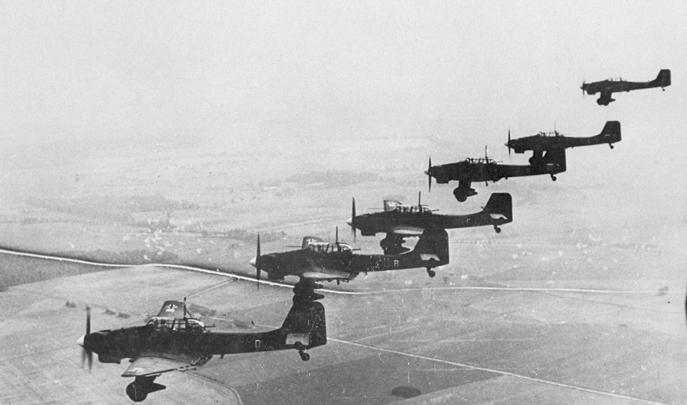 The Ju 87 "Stuka" dive-bomber was used in blitzkrieg operations.
