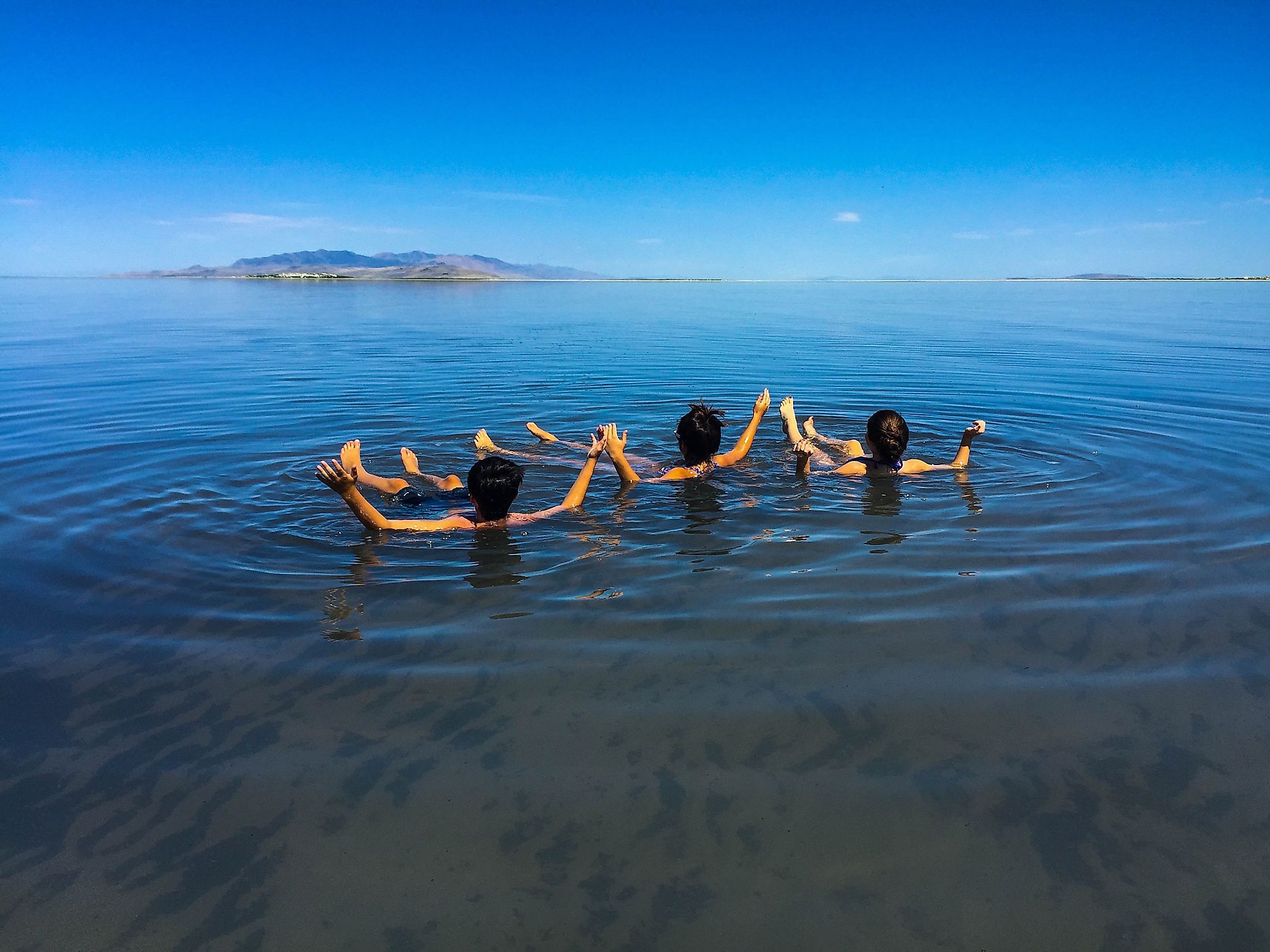 People floating in the Great Salt Lake.