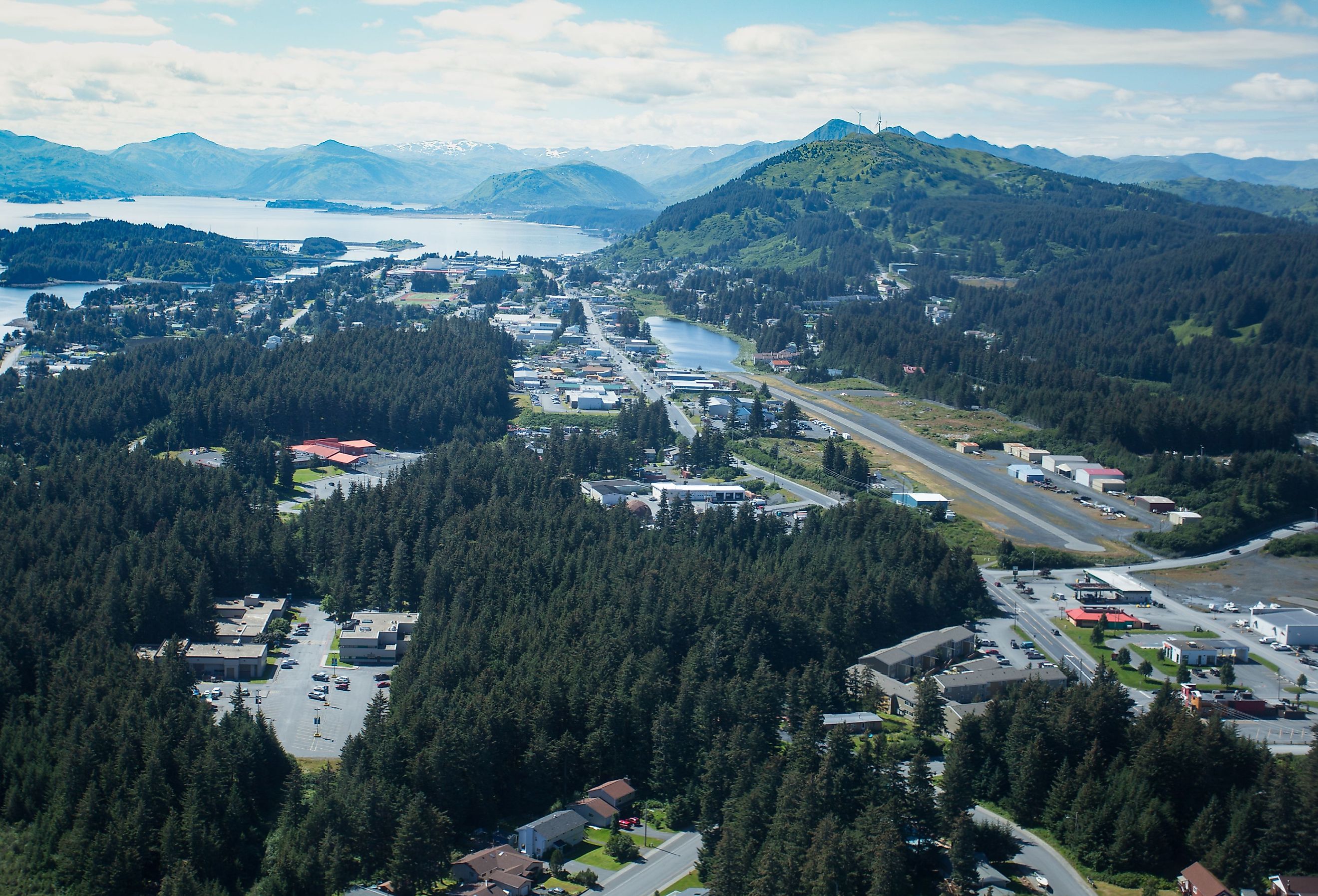 Aerial view of the town of Kodiak, Alaska.