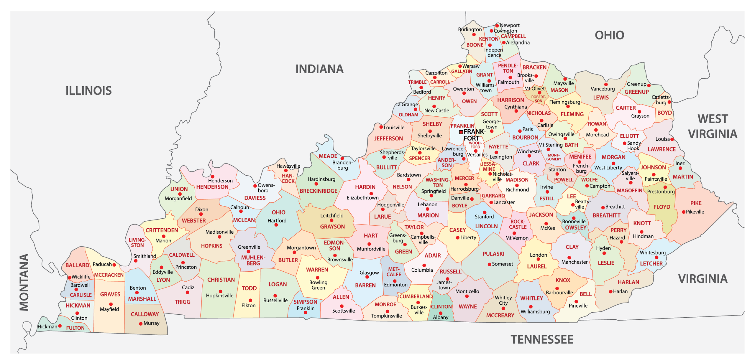 Printable Map Of Ky