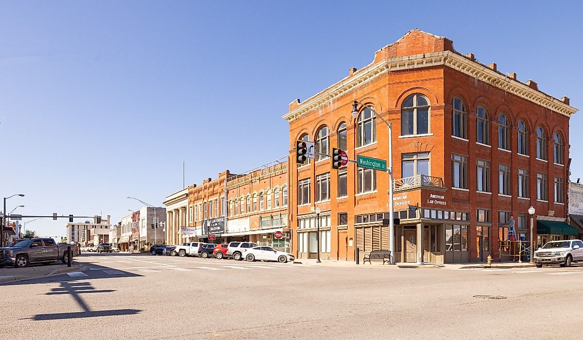 The old business district on Main Street, Ardmore, Oklahoma. Image credit Roberto Galan via Shutterstock