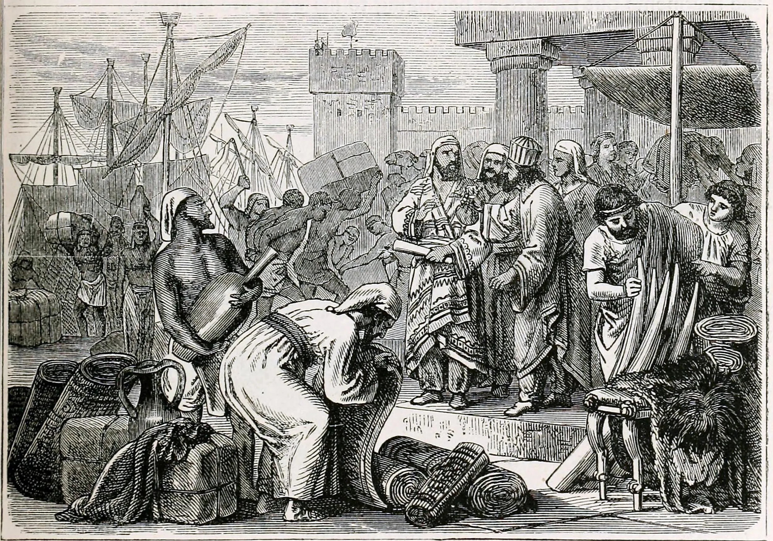 Depiction of Phoenician sailors and merchants.
