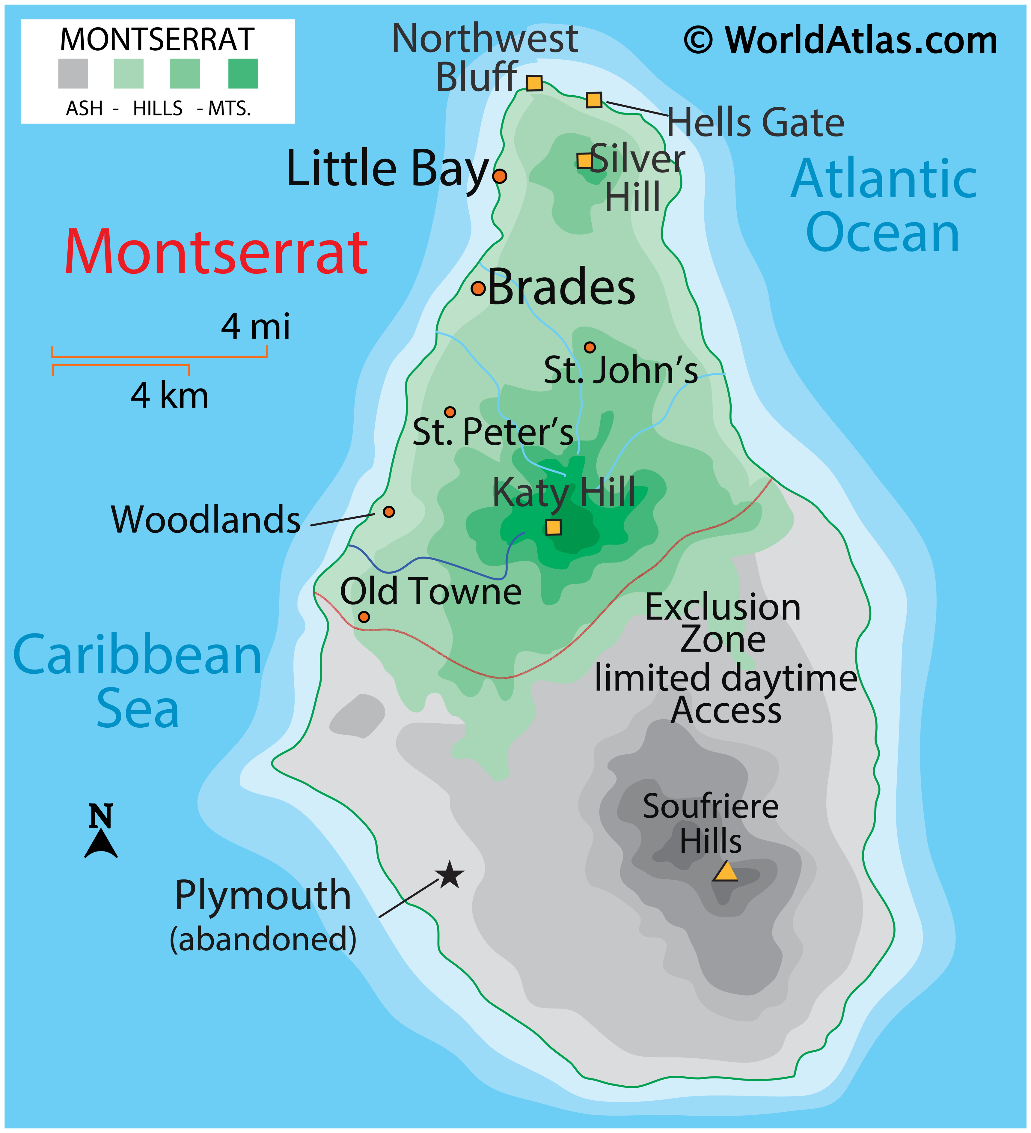 Montserrat Islands Map Montserrat Islands Map
