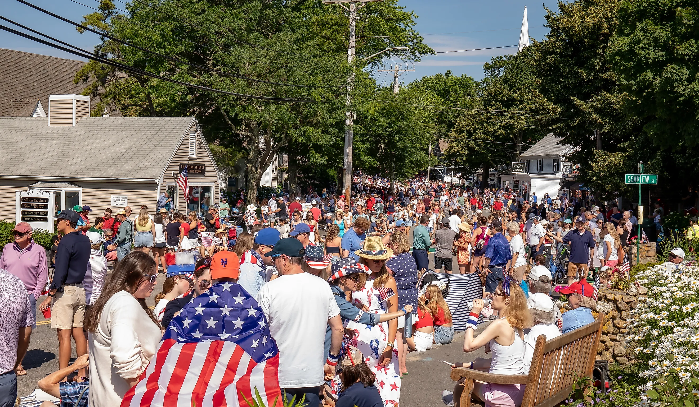 Crowd gathering for 4th of July Parade Chatham Massachusetts July 4. Editorial credit: Erik Clegg / Shutterstock.com