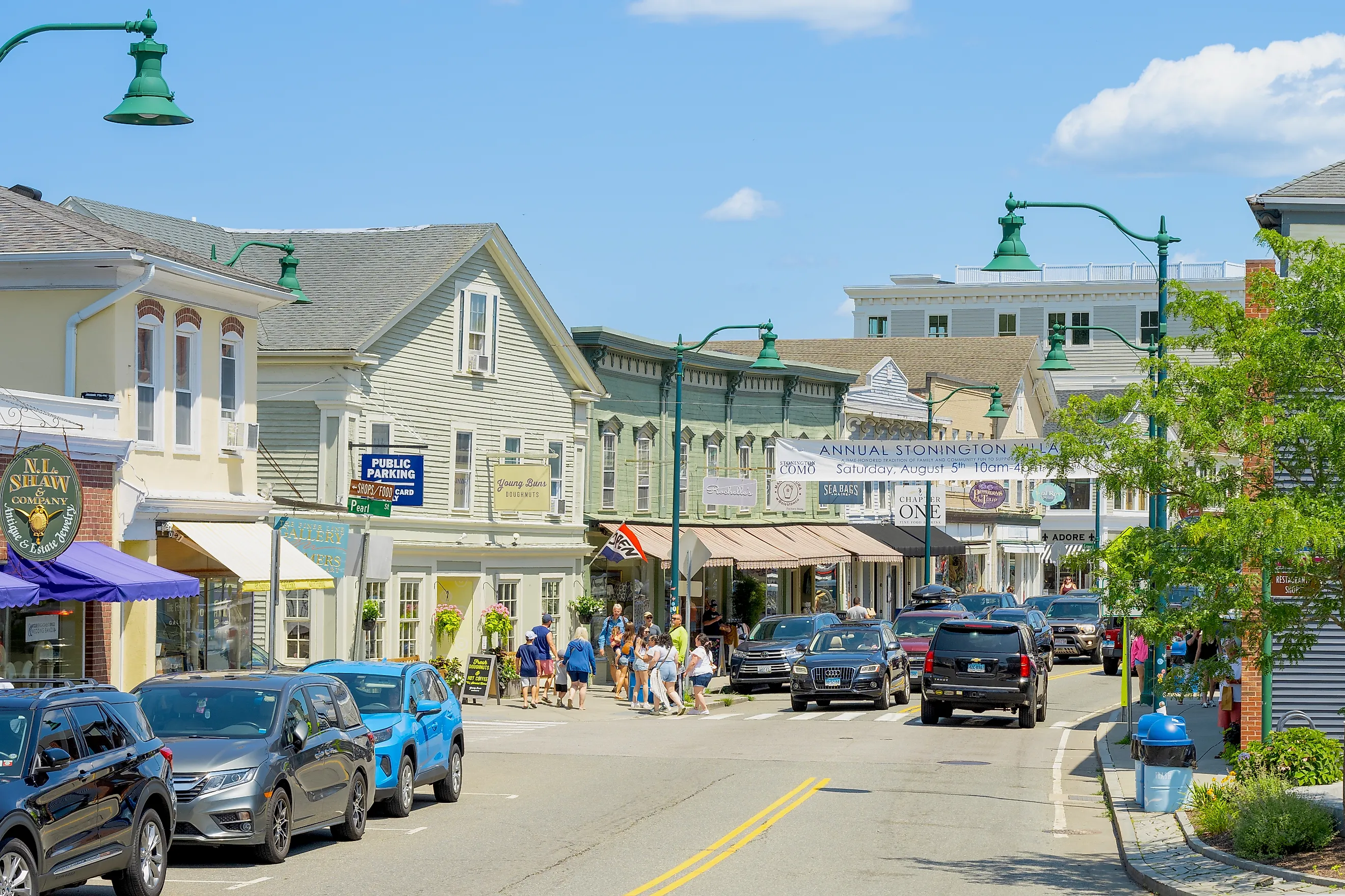 The Main Street in Mystic, Connecticut. Editorial credit: Actium / Shutterstock.com.