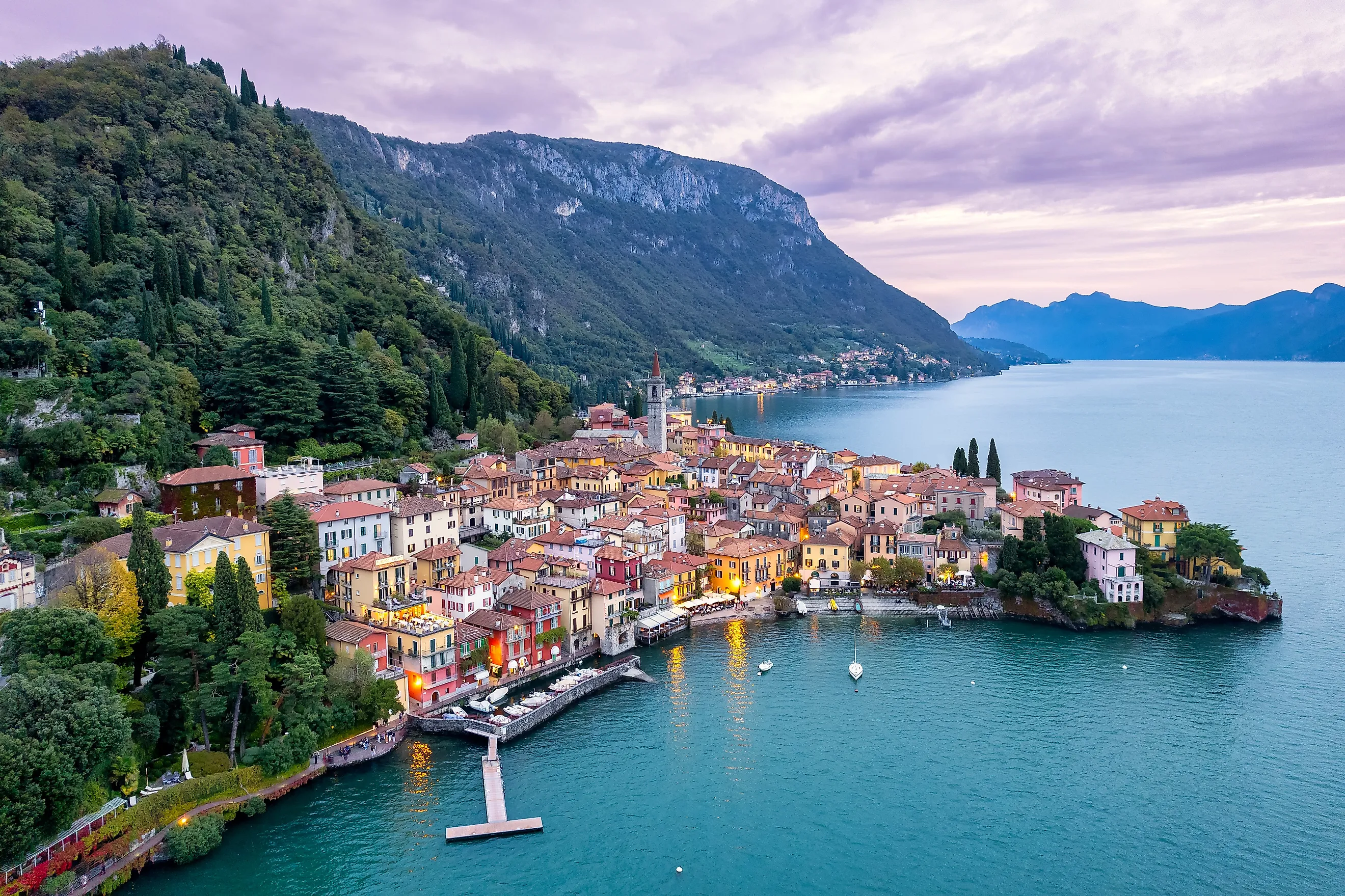 Magical twilight Over Varenna on Lake Como, Italy.