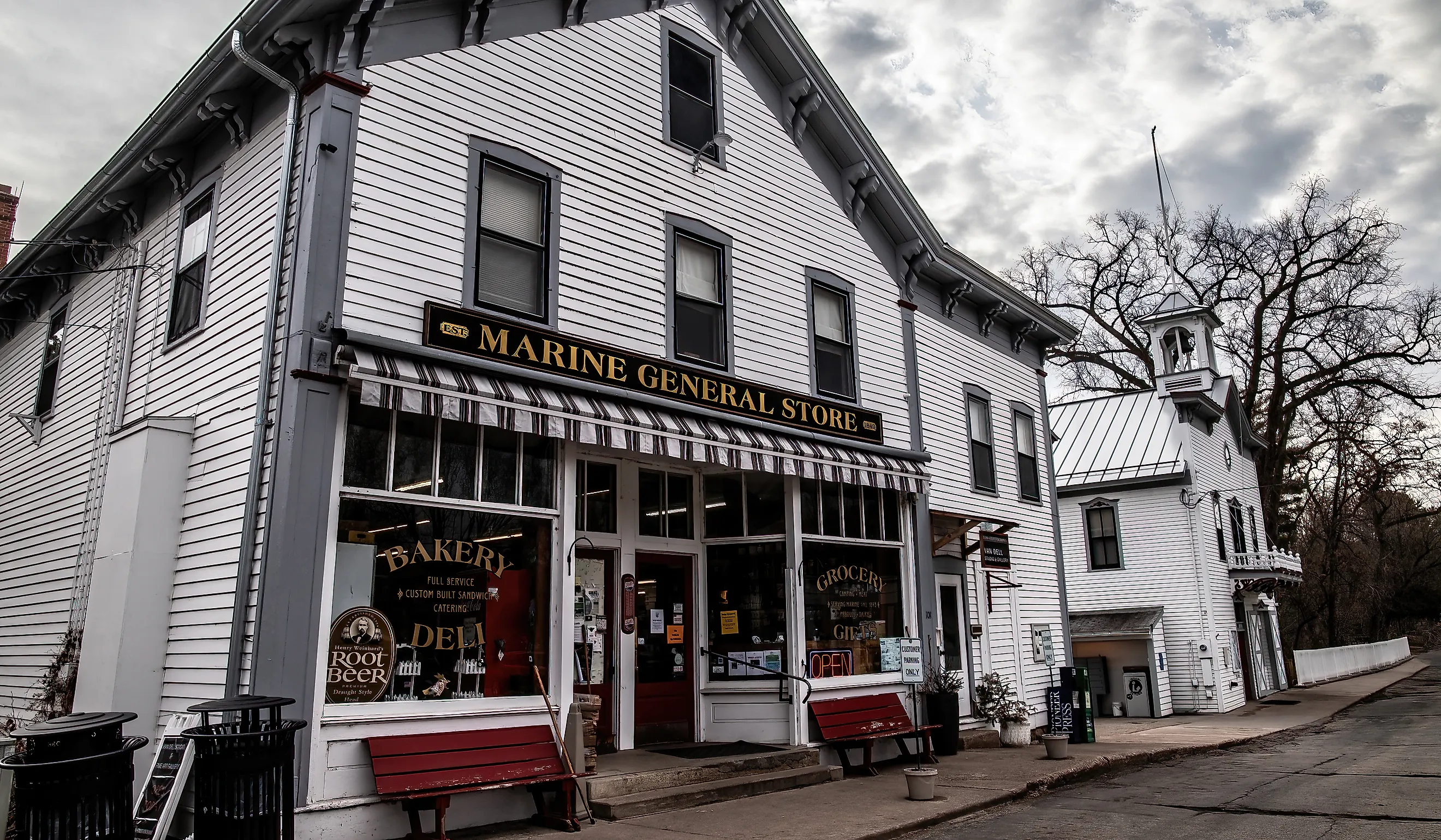Marine General Store and Marine on St. Croix City Hall in the springtime. Editorial credit: Linda McKusick / Shutterstock.com