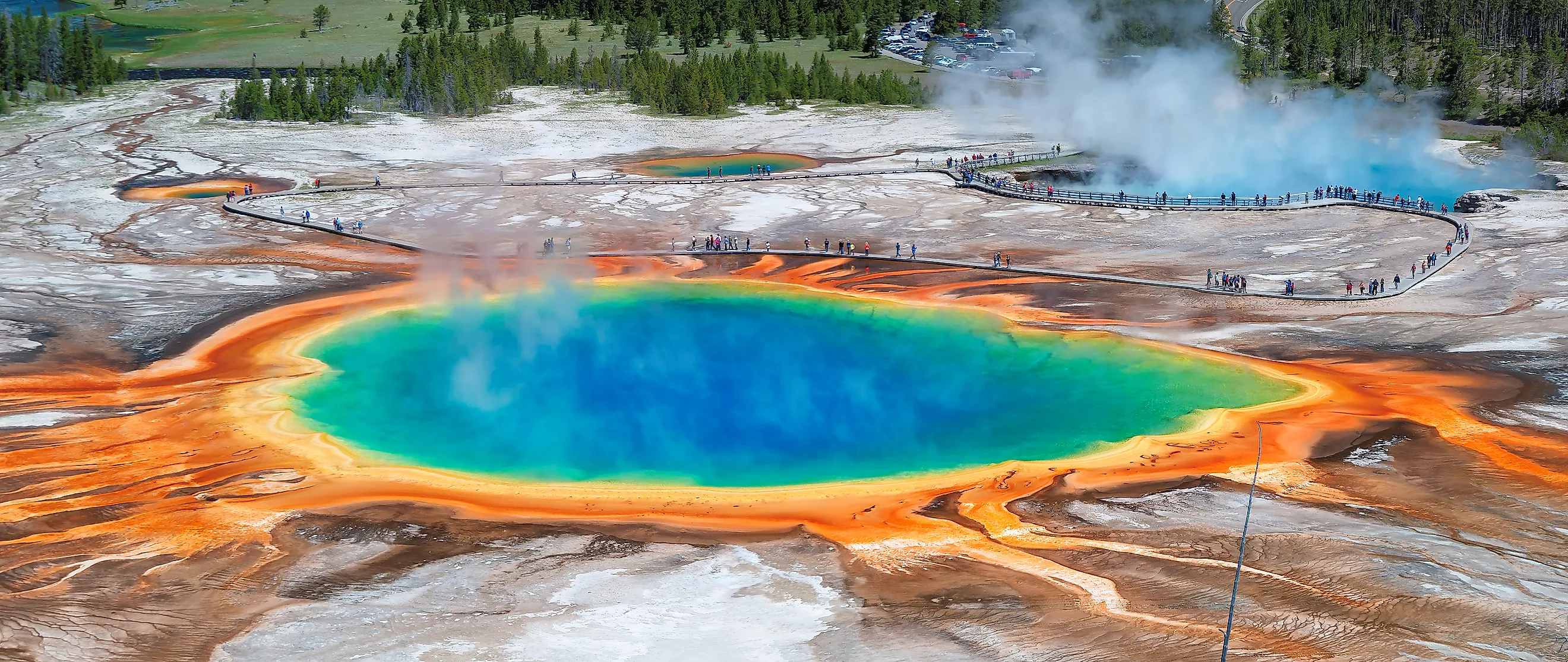 View of the Grand Prismatic Spring in Wyoming.