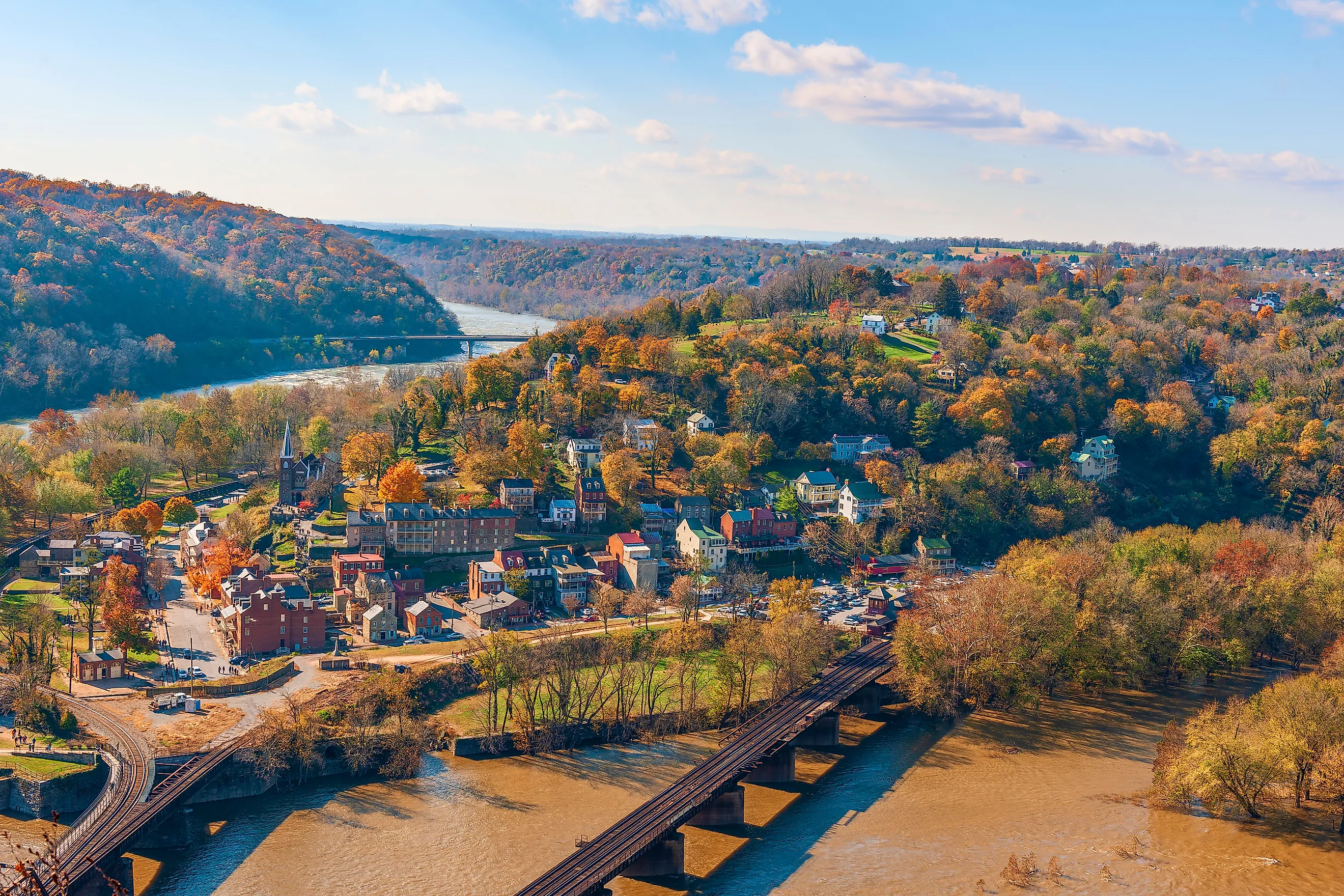 Harper's Ferry on the Potomac River in fall.