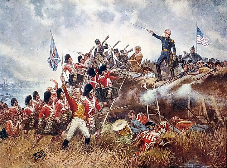 General Andrew Jackson leads his men against a British-loyal Scottish regiment in the Battle Of New Orleans.