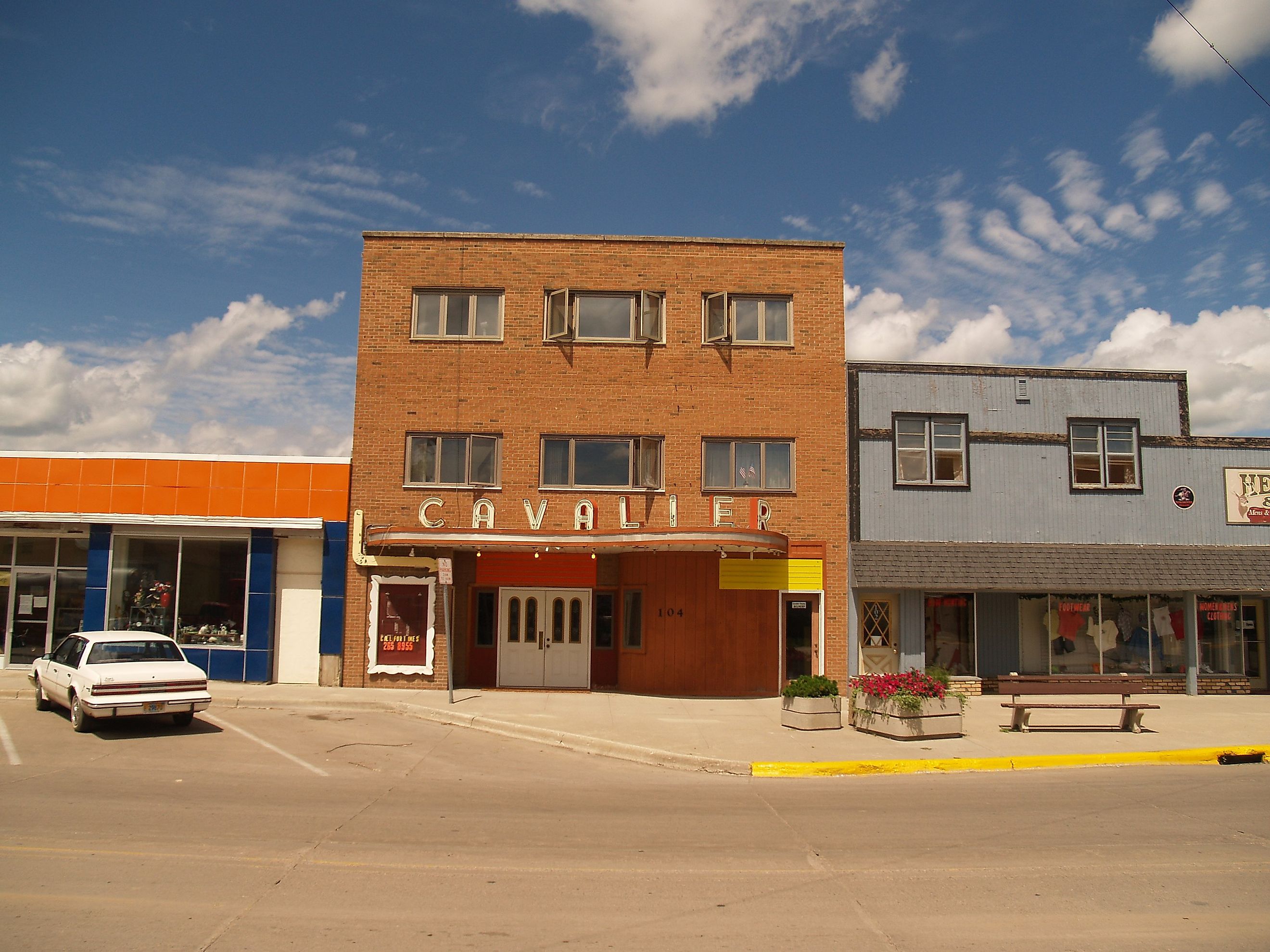 Cavalier Cinema in downtown Cavalier, North Dakota. Image credit afiler from Seattle (ex-Minneapolis), CC BY-SA 2.0 <https://creativecommons.org/licenses/by-sa/2.0>, via Wikimedia Commons