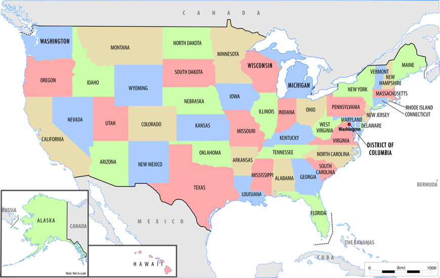 Usa Map States And Capitals With Us State Labeled United Large