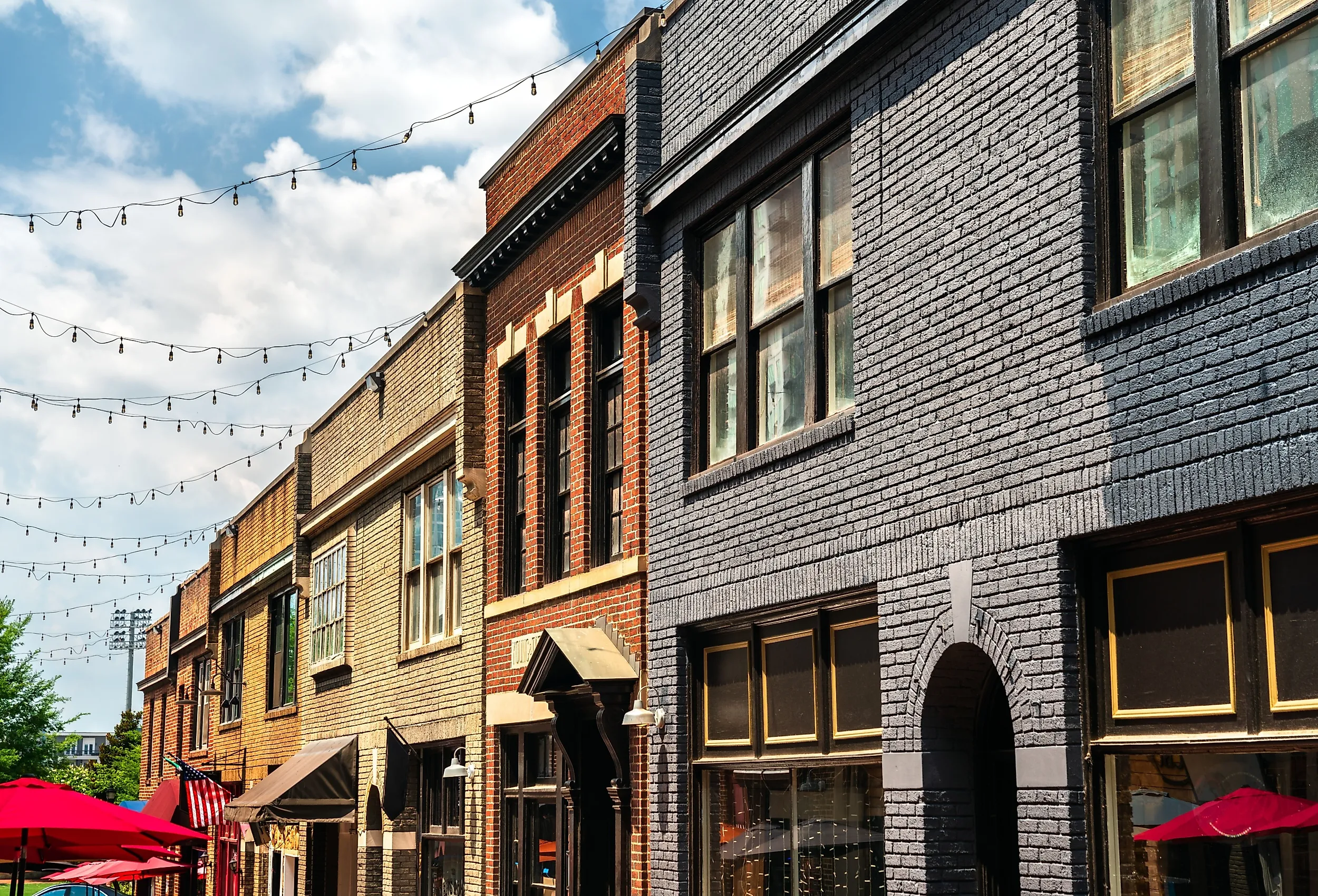 Traditional houses at Brevard Court in Uptown Charlotte, North Carolina.