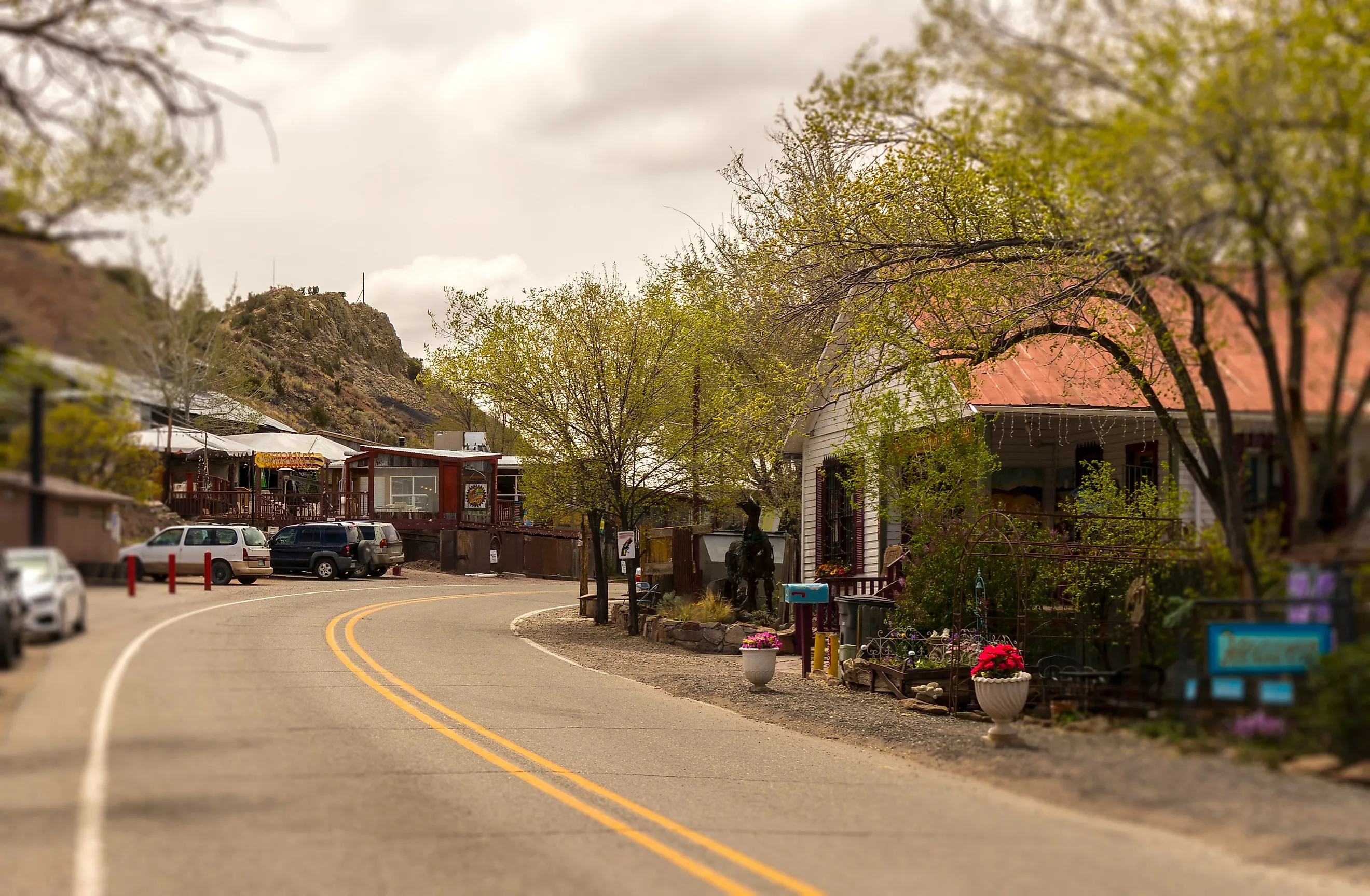 A road through Madrid, New Mexico.