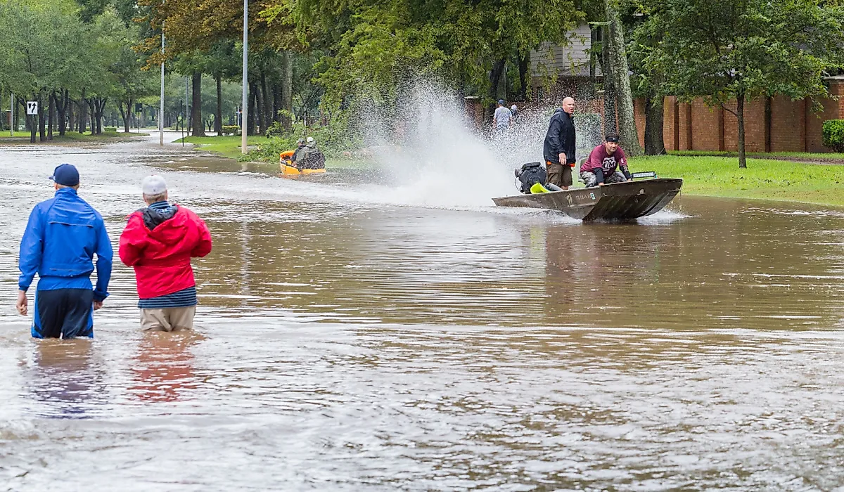 Heavy rains from Hurricane Harvey caused floods in many areas around Houston. Image credit michelmond via Shutterstock.