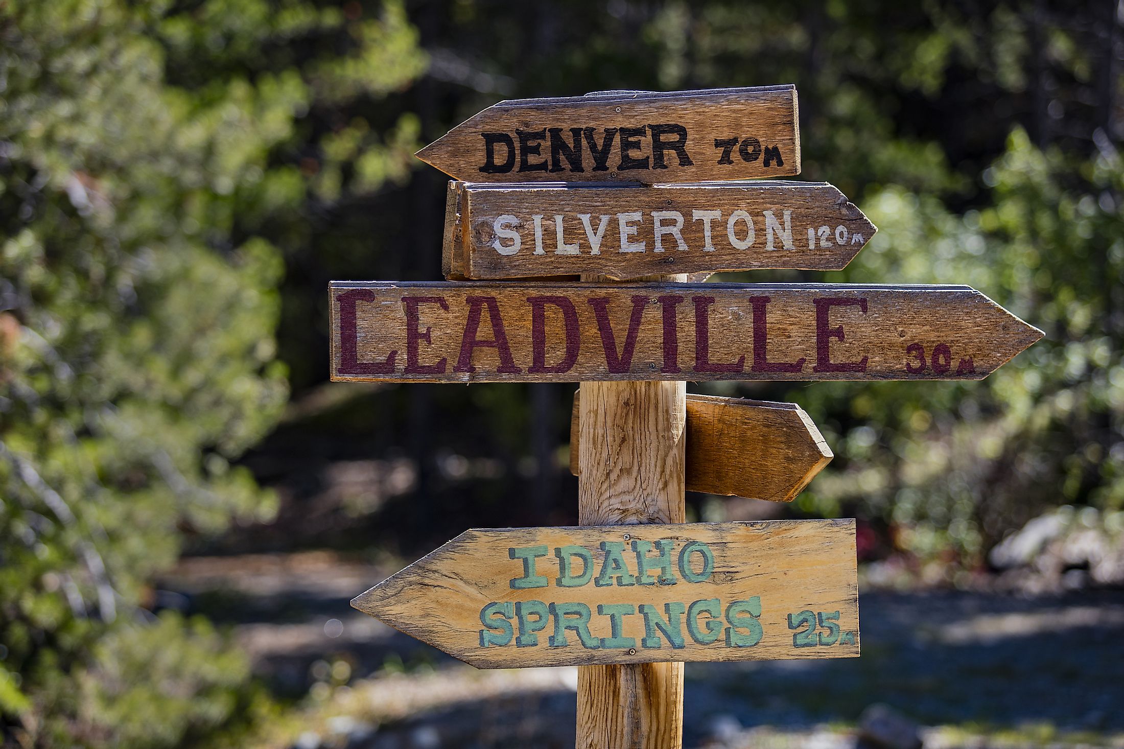 Sign showing direction to Leadville, Colorado