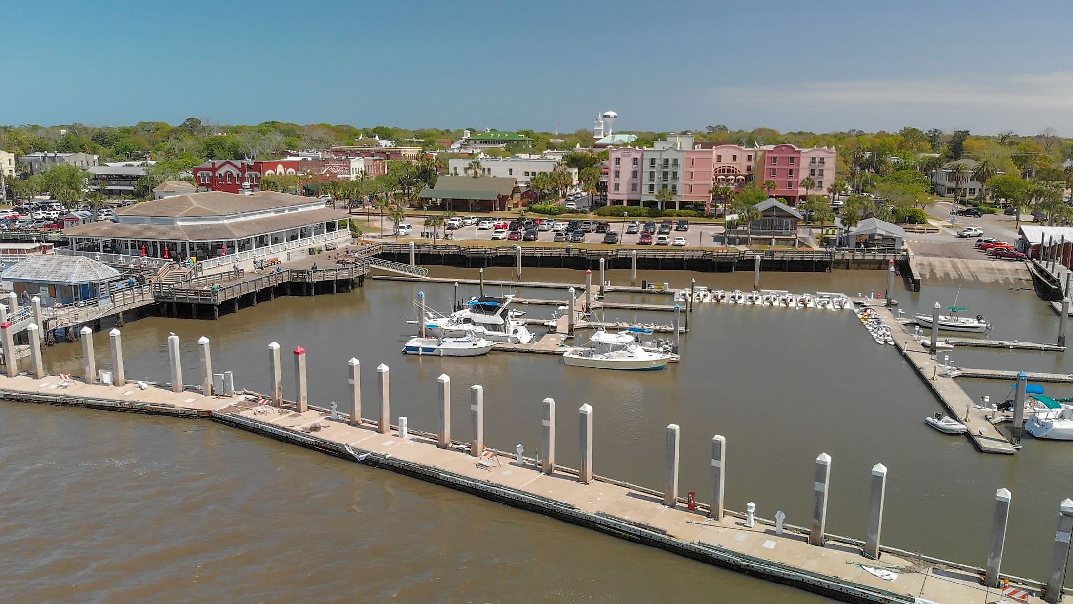 Aerial view of the coastline of Fernandina Beach, Amelia Island, Florida. Editorial credit: GagliardiPhotography / Shutterstock.com