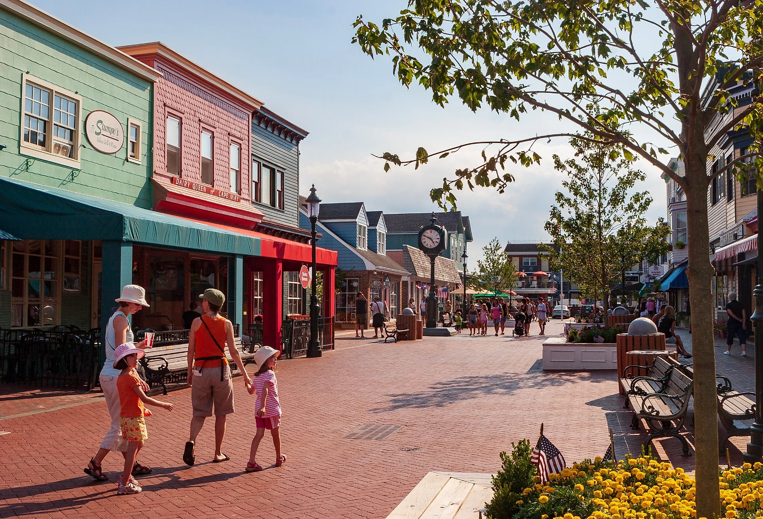 Tourists walk through Washington Street Mall in Cape May, New Jersey. Image credit JWCohen via Shutterstock