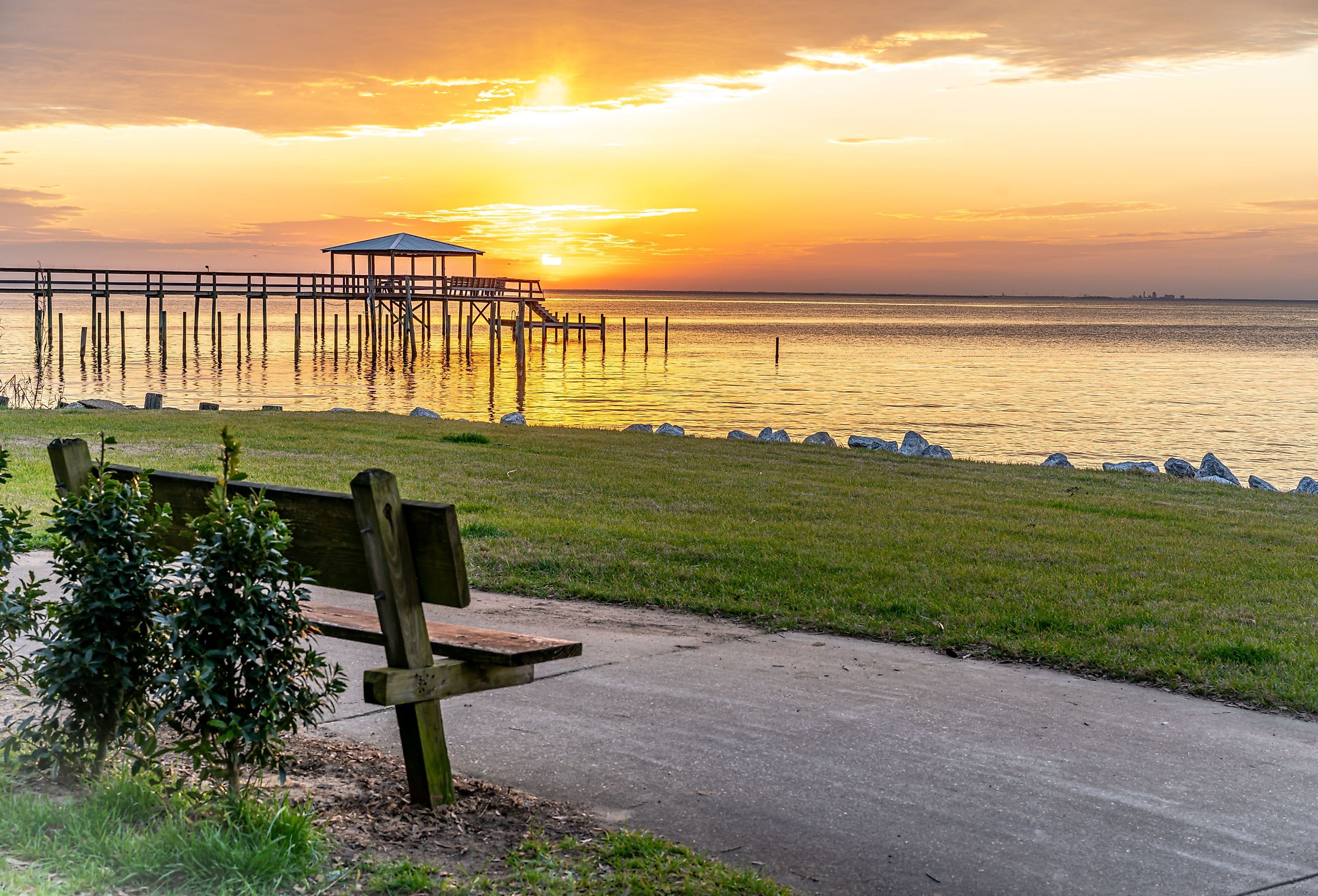 A sunset view at Fairhope, Alabama.