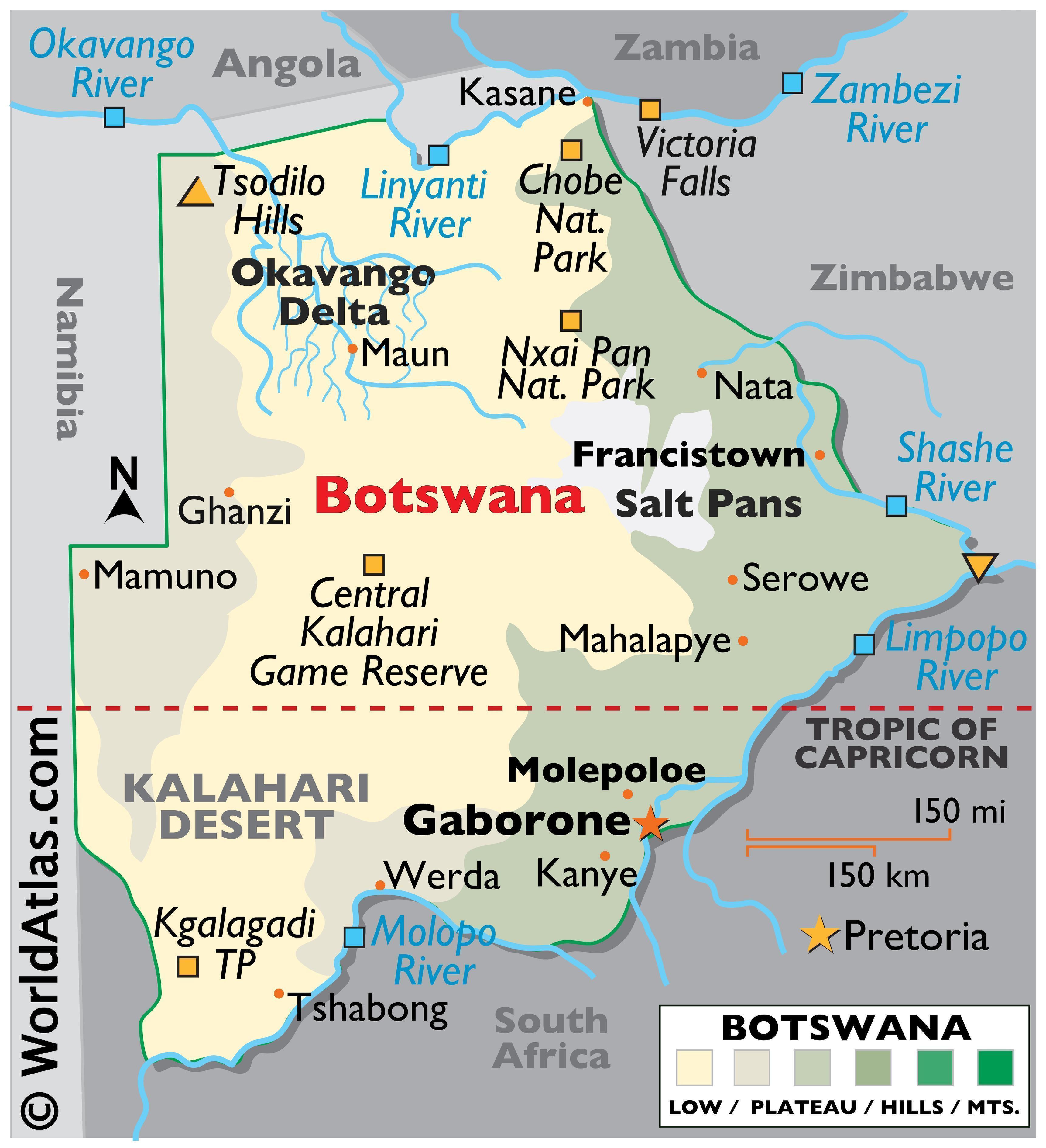 Where is Botswana in Africa?