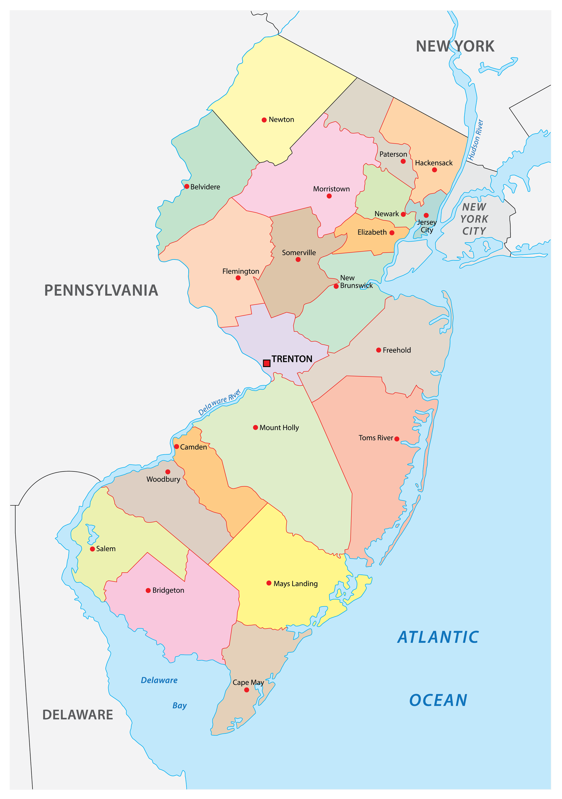 Nj County Map With Towns - World Map