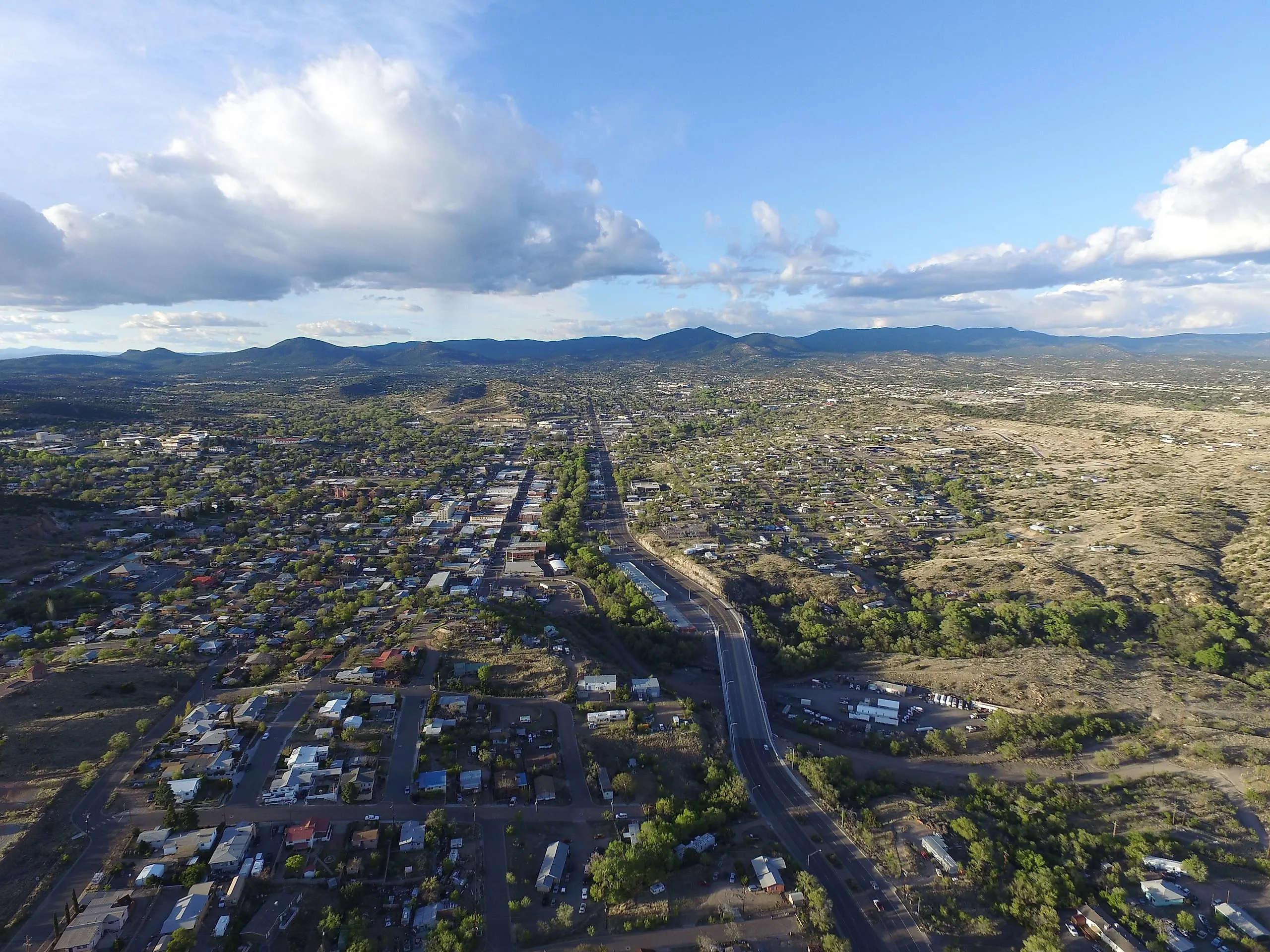 Aerial view of Silver City, New Mexico.
