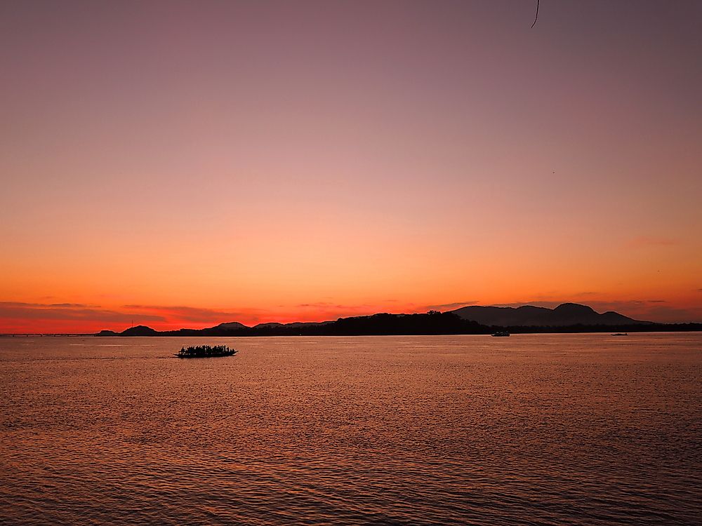 The Yarlung Tsangpo River when it becomes the Brahmaputra River in Assam, India.