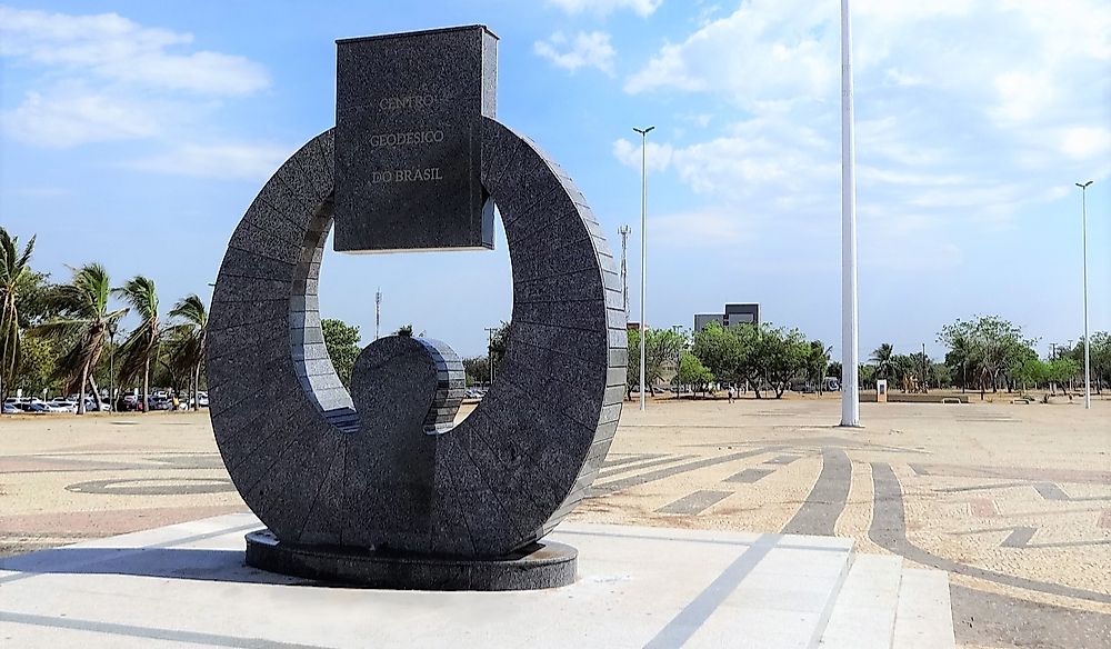 Monument marking the Geodesic Center of Brazil in Palmas, Tocantins, Brazil. Editorial credit: Giovanni Zacchini / Shutterstock.com