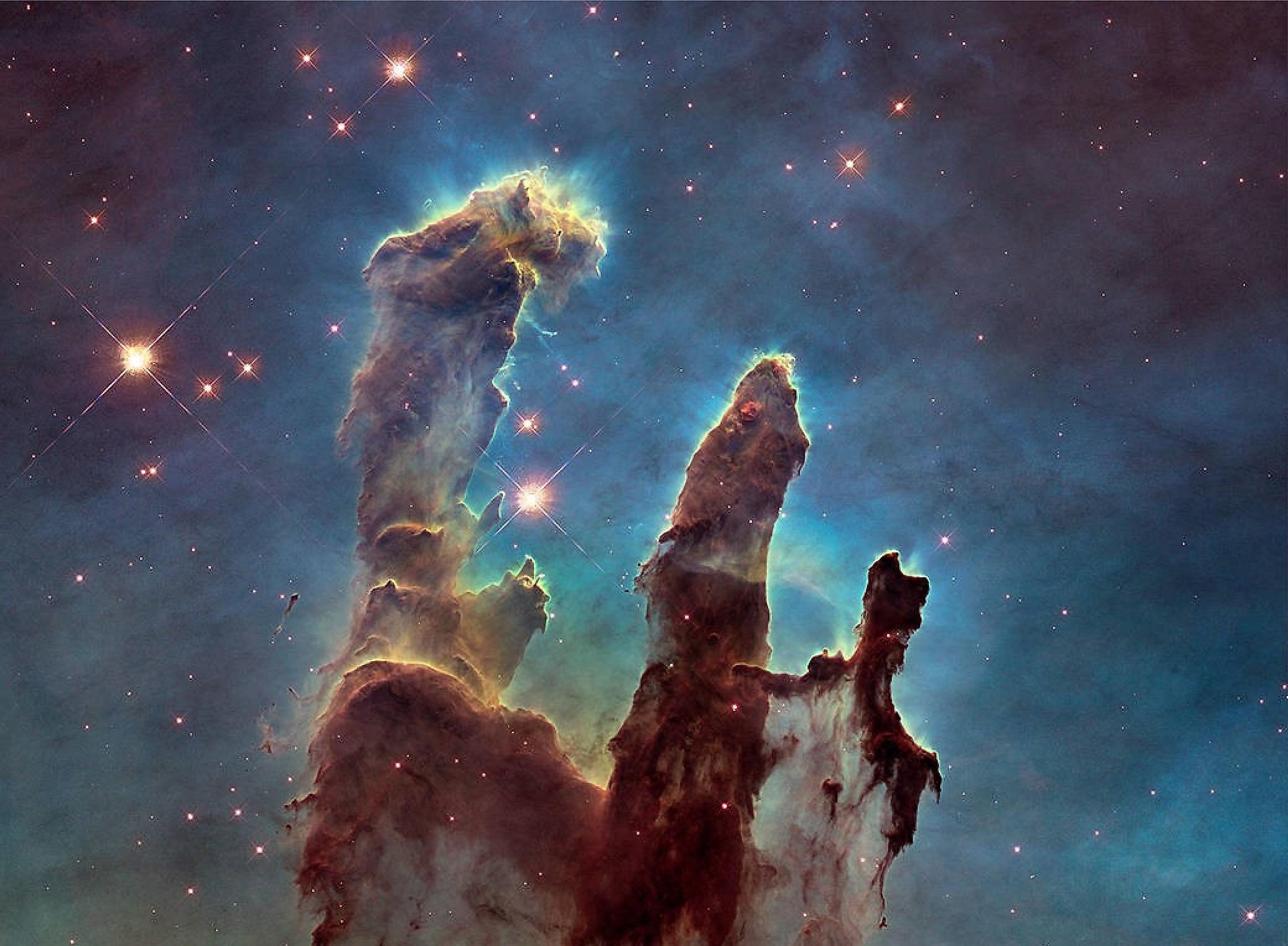 Hubble’s first image of the Pillars of Creation. Image credit: NASA/ESA