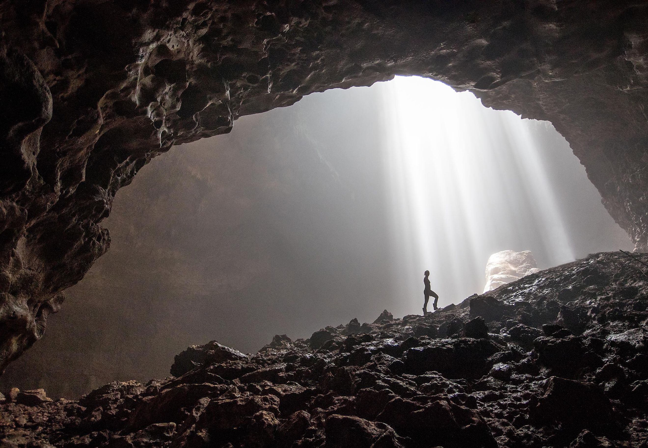 A massive cave.