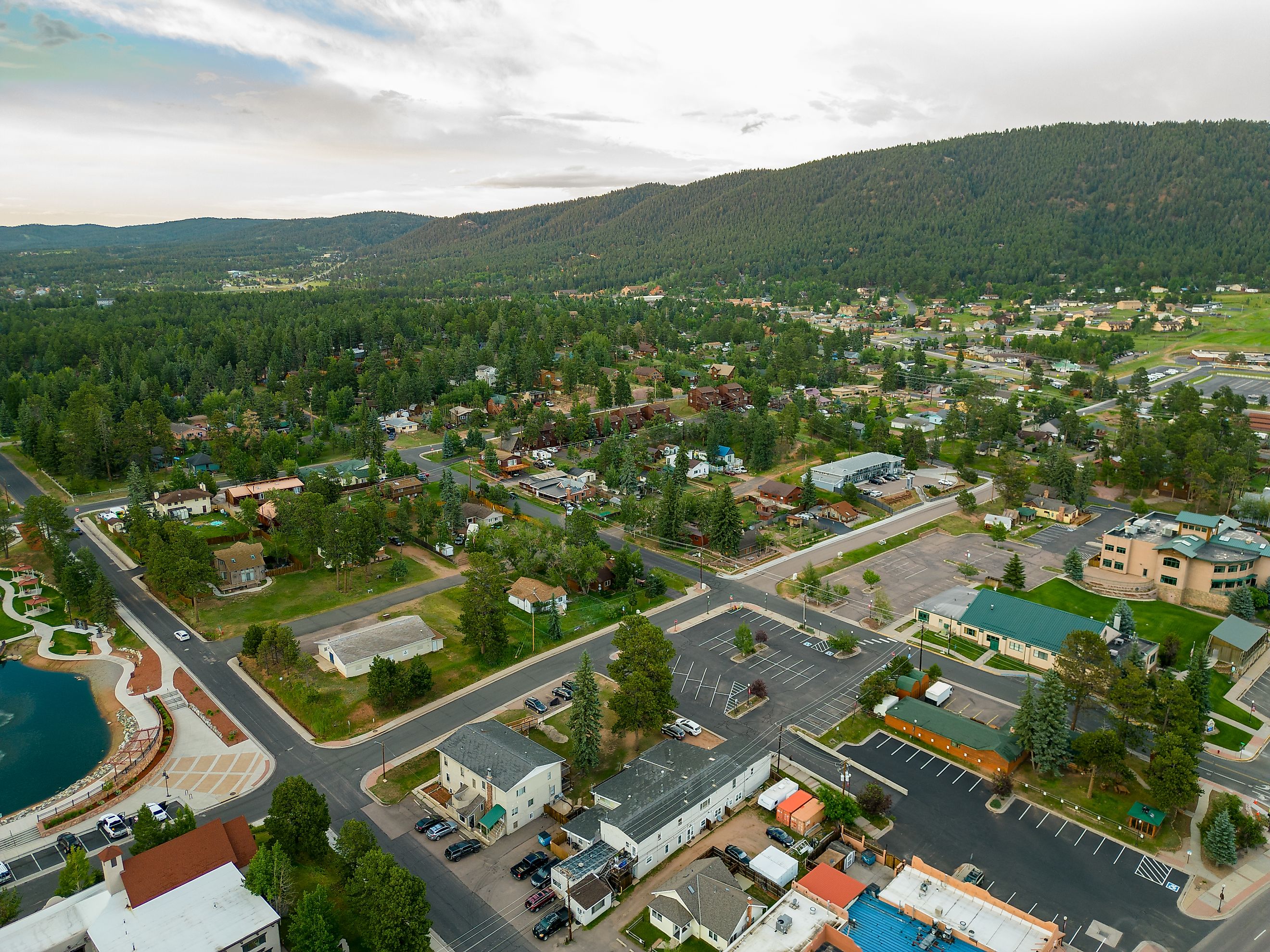 Aerial drone photo town of Woodland Park, Colorado