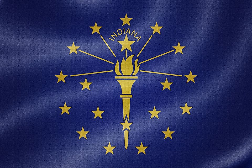 The state flag of Indiana.