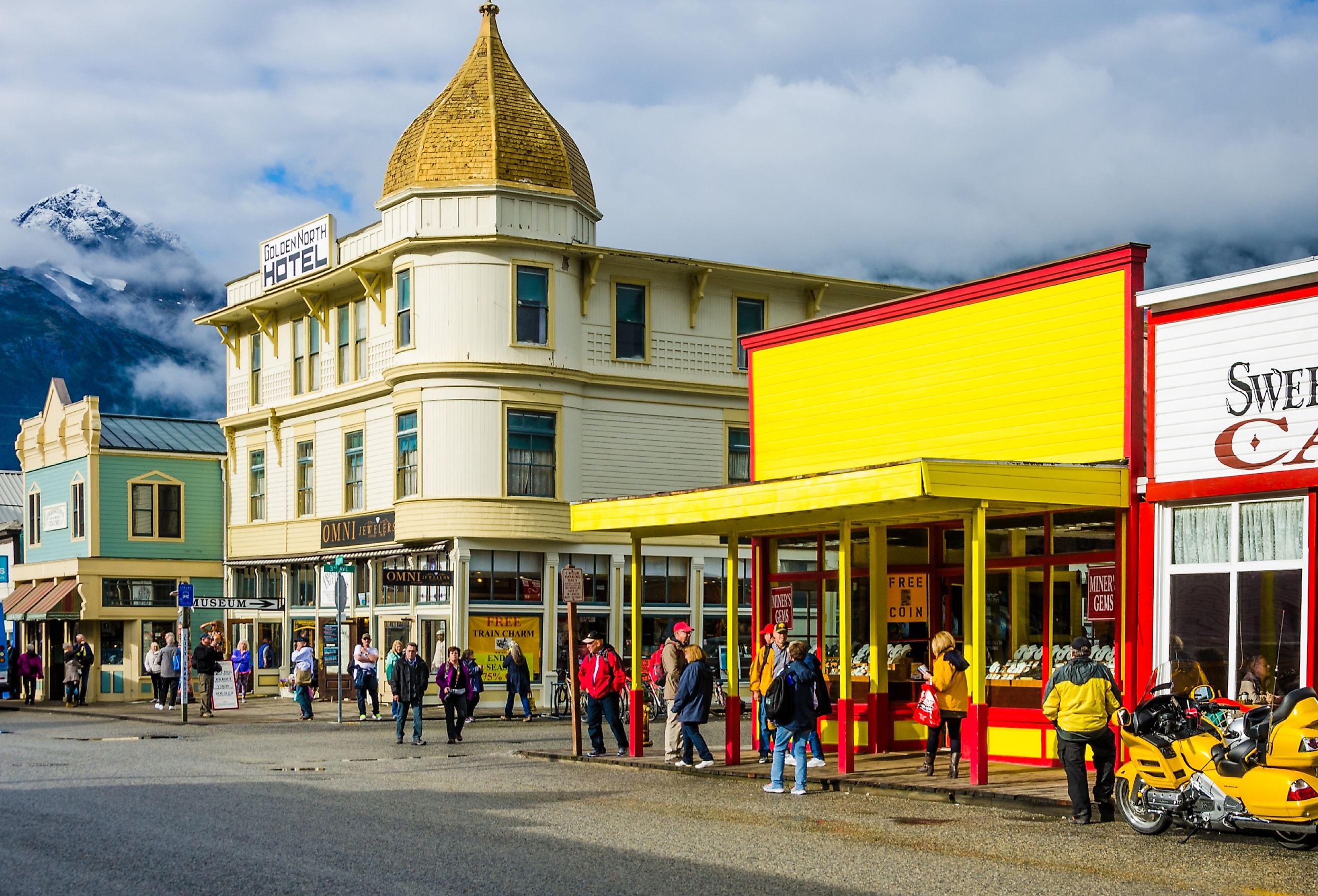 Skagway, Alaska, colorful storefronts line the street in the downtown. Image credit lembi via Shutterstock