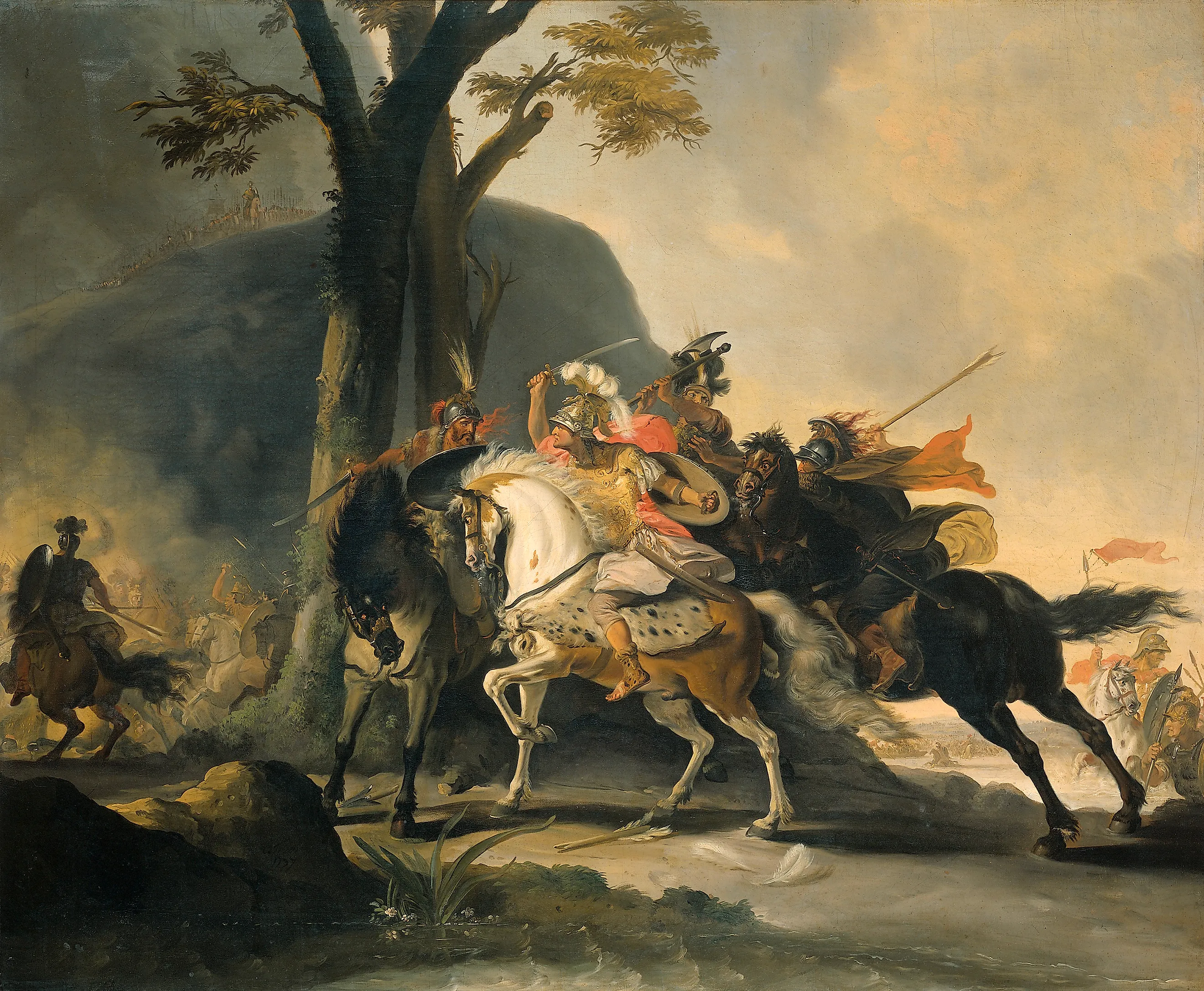 Alexander the Great in the battle against the Persians at the Granicus. Illustration by: Cornelis Troost.