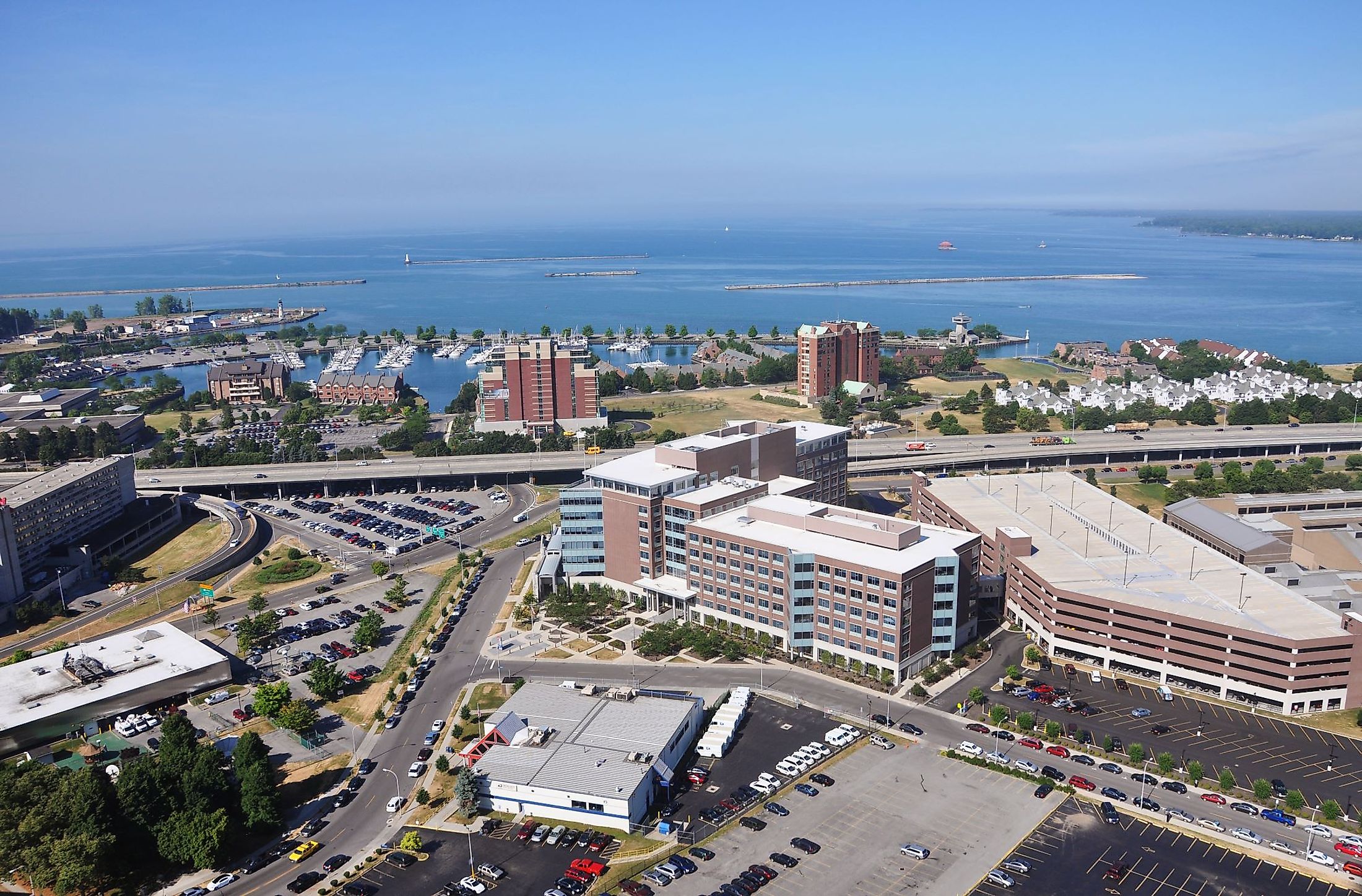 Lake Erie and Buffalo, viewed from Buffalo City Hall, New York.